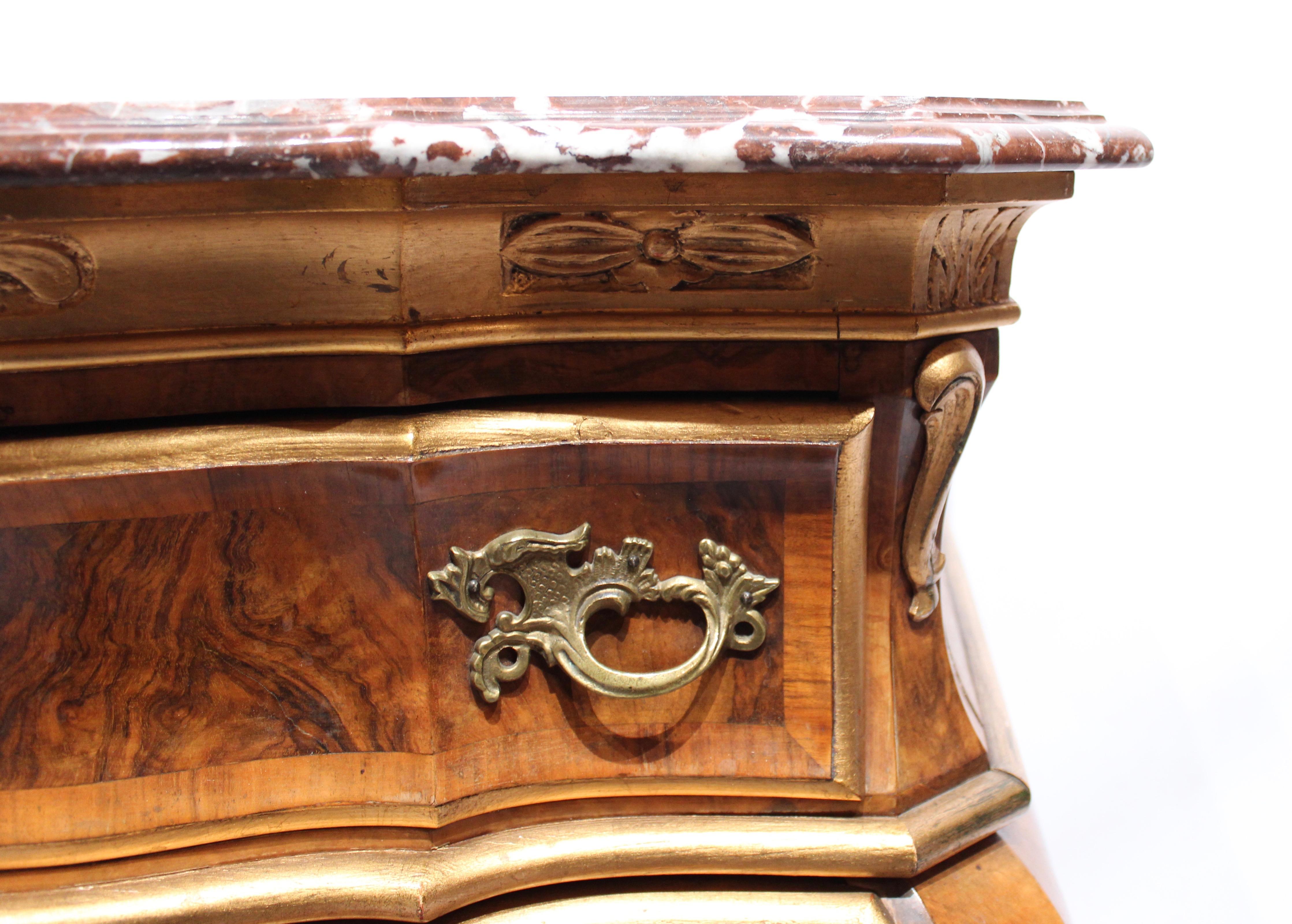 Chest of Drawers of Walnut with Marble Top Plate from Denmark, circa 1880s 1