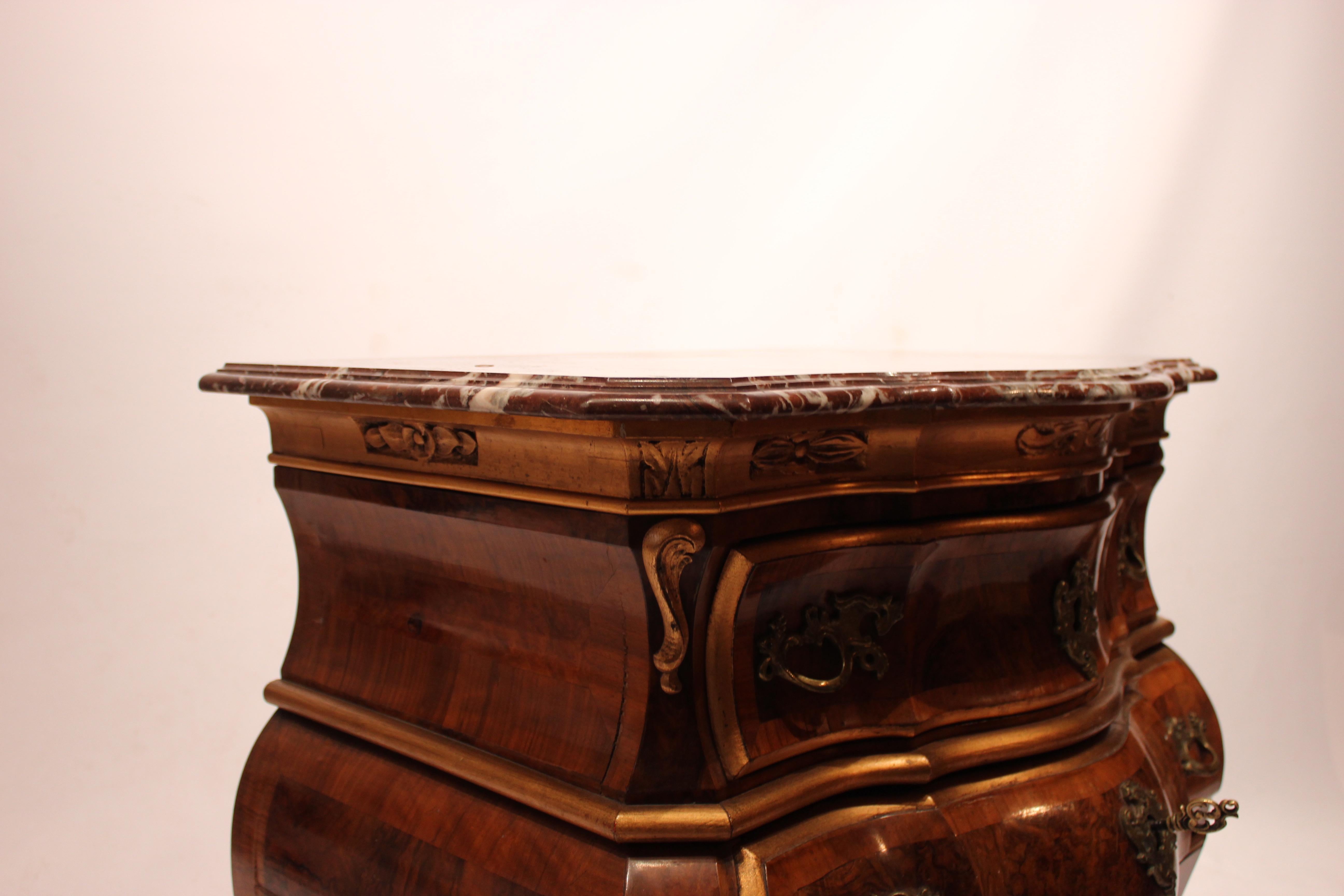 Chest of Drawers of Walnut with Marble Top Plate from Denmark, circa 1880s 2