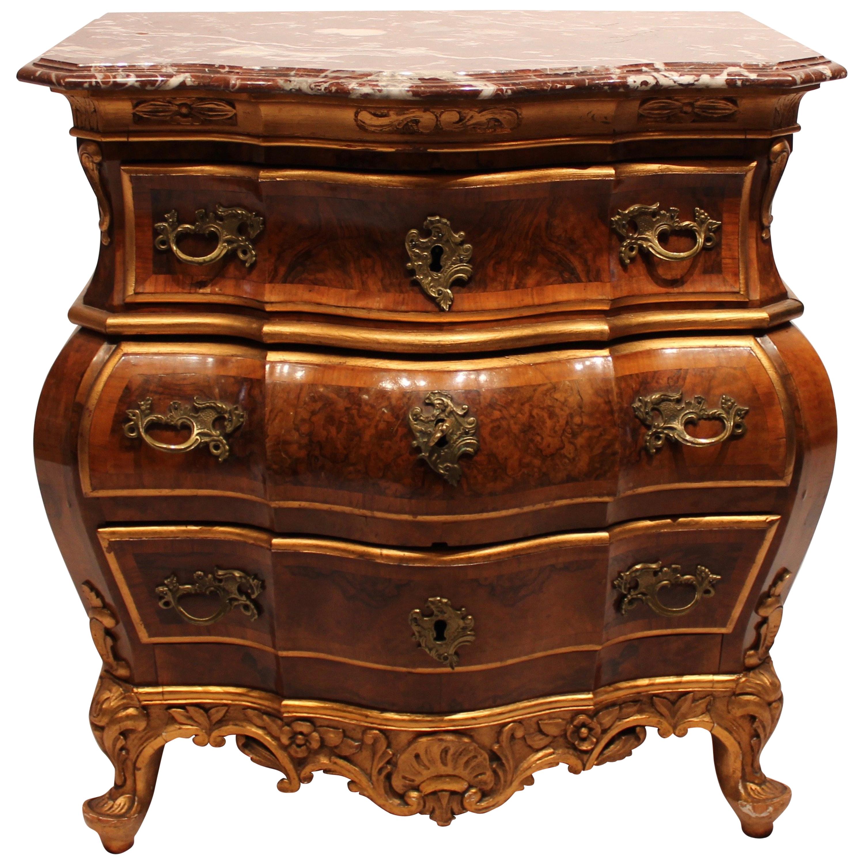 Chest of Drawers of Walnut with Marble Top Plate from Denmark, circa 1880s