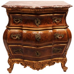 Chest of Drawers of Walnut with Marble Top Plate from Denmark, circa 1880s