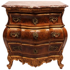 Chest of Drawers of Walnut with Marble-Top Plate from Denmark, circa 1880s