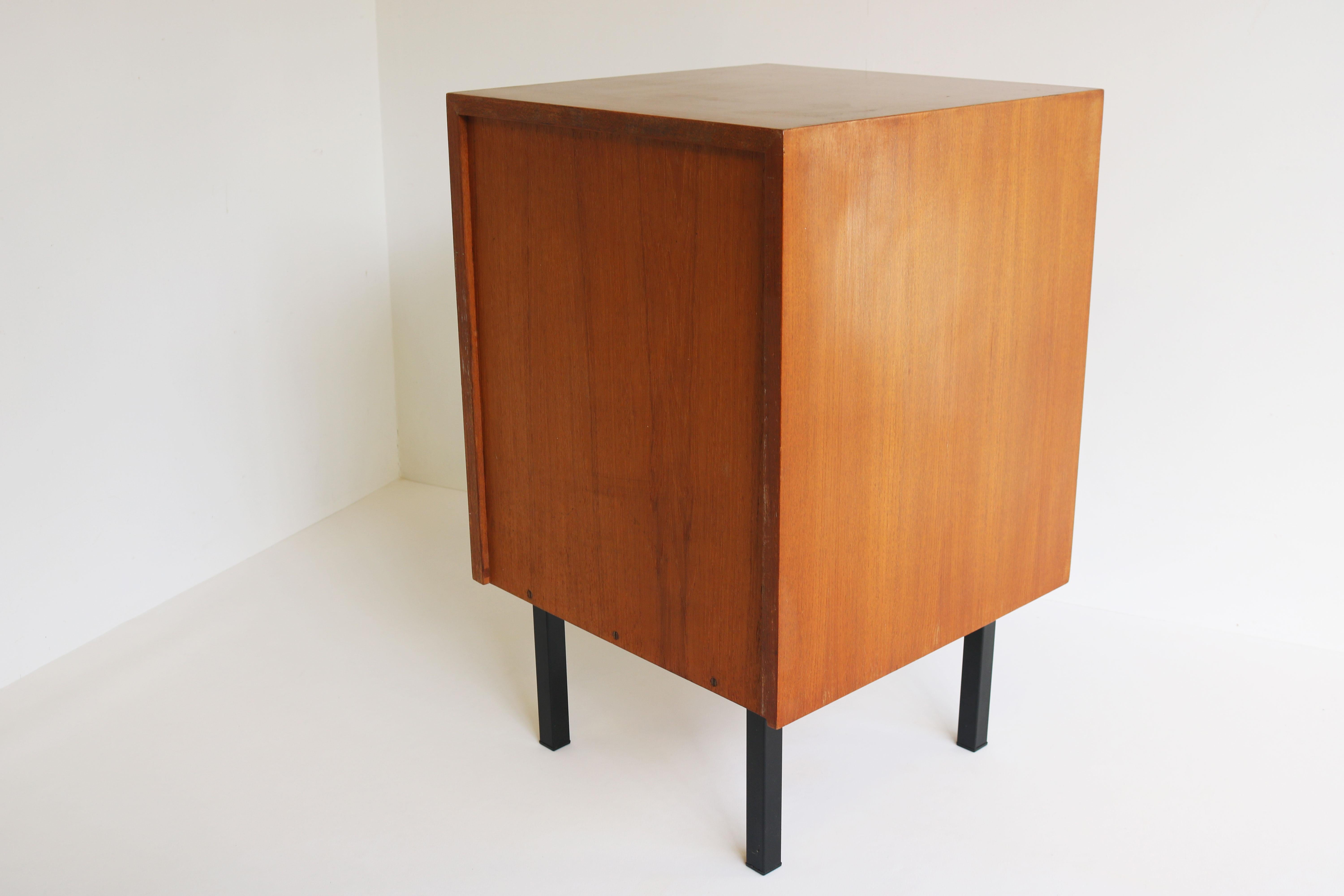 Metal Chest of Drawers or Night Stands or Dresser, Florence Knoll for Knoll Teak Black For Sale
