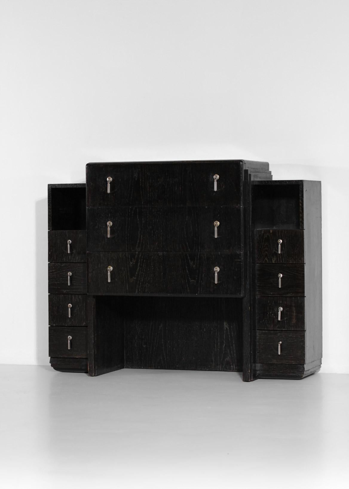 Mid-20th Century Chest of Drawers or Sideboard Art Deco Black Ceruse Style Paul Follot F427