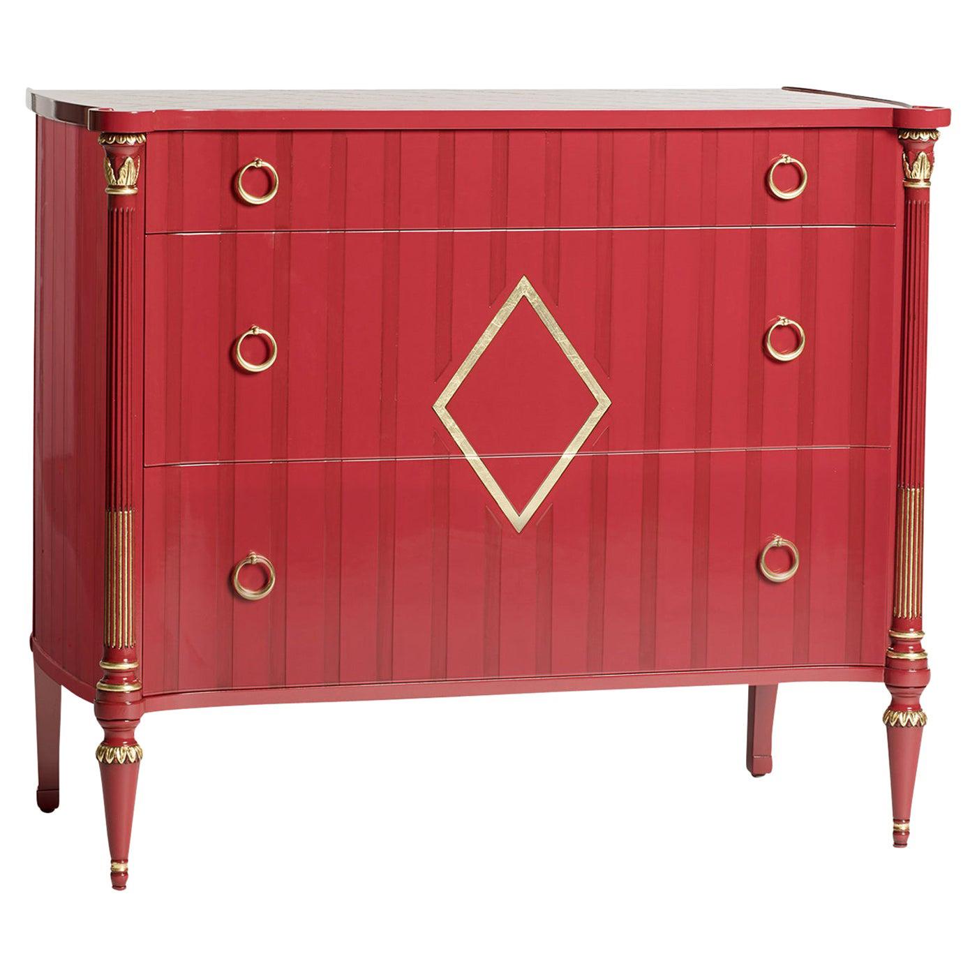 Chest of Drawers Red Neoclassical Style