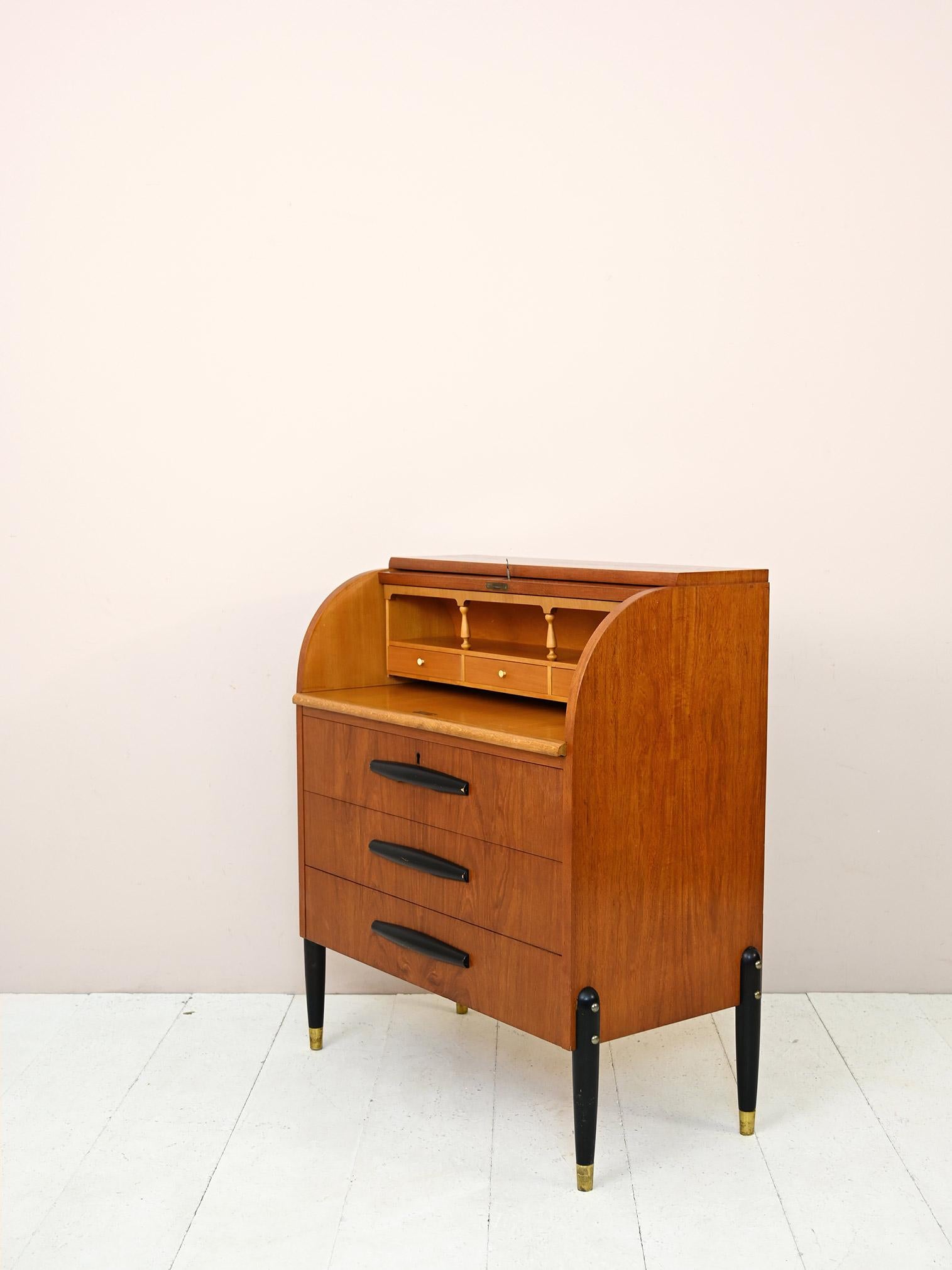Teak Chest of Drawers, Secretaire with Drawers