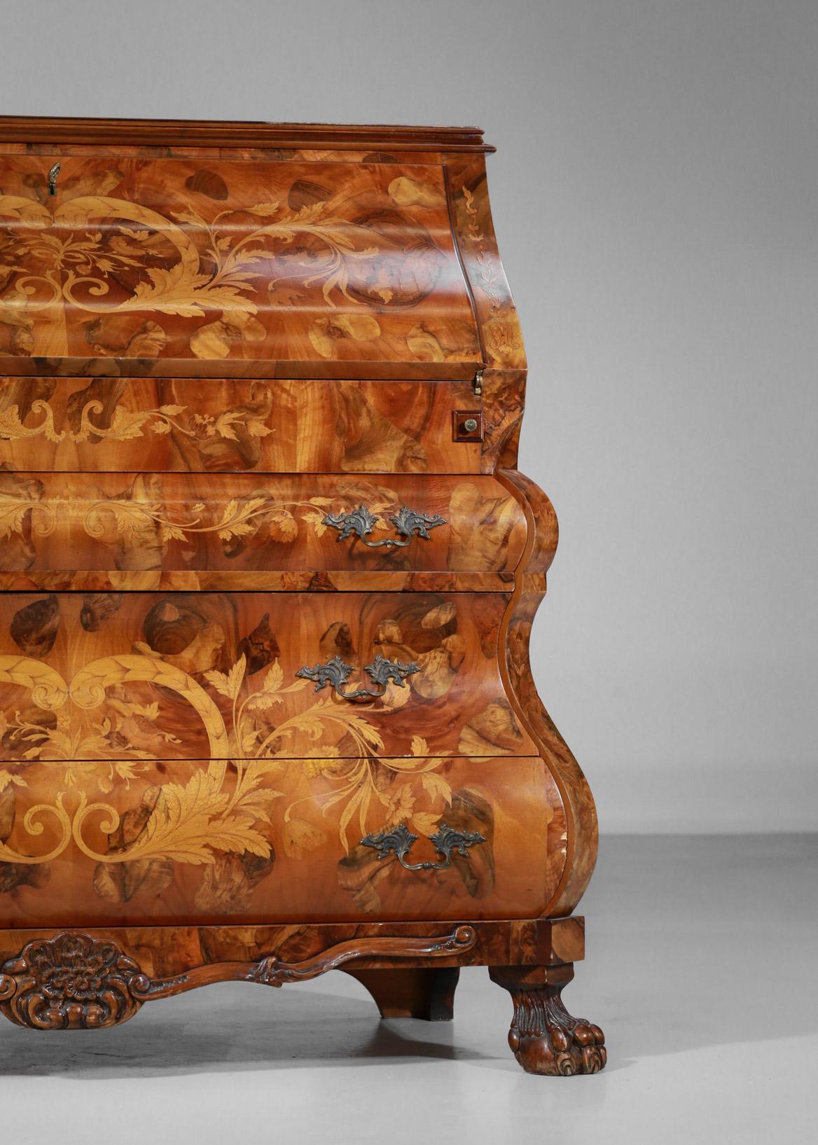 Chest of Drawers / Secretary in Dutch Style Marquetry Holland Design For Sale 6
