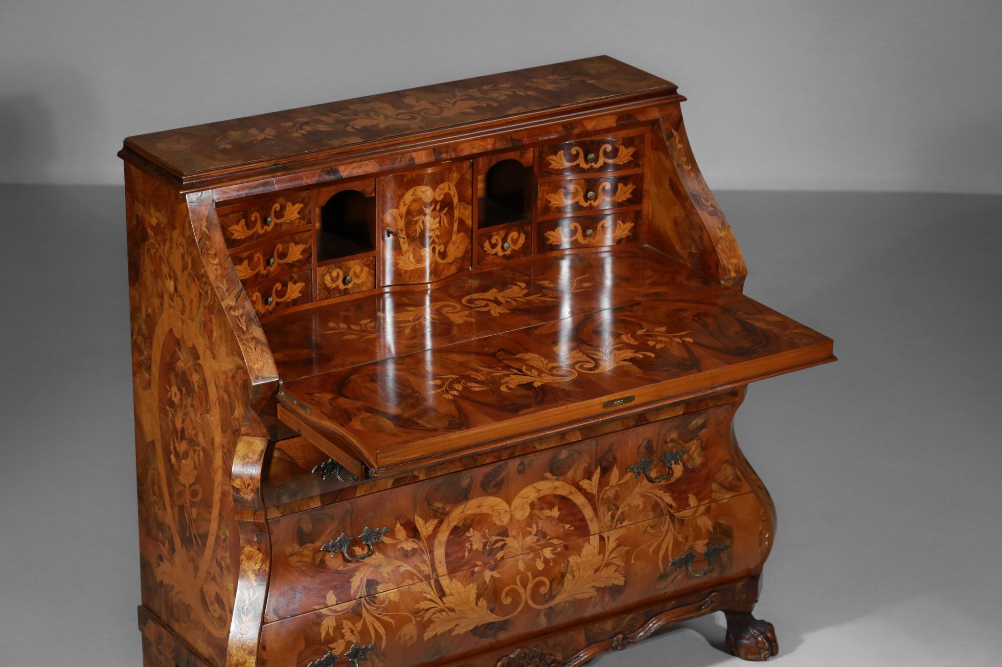 Chest of Drawers / Secretary in Dutch Style Marquetry Holland Design For Sale 8