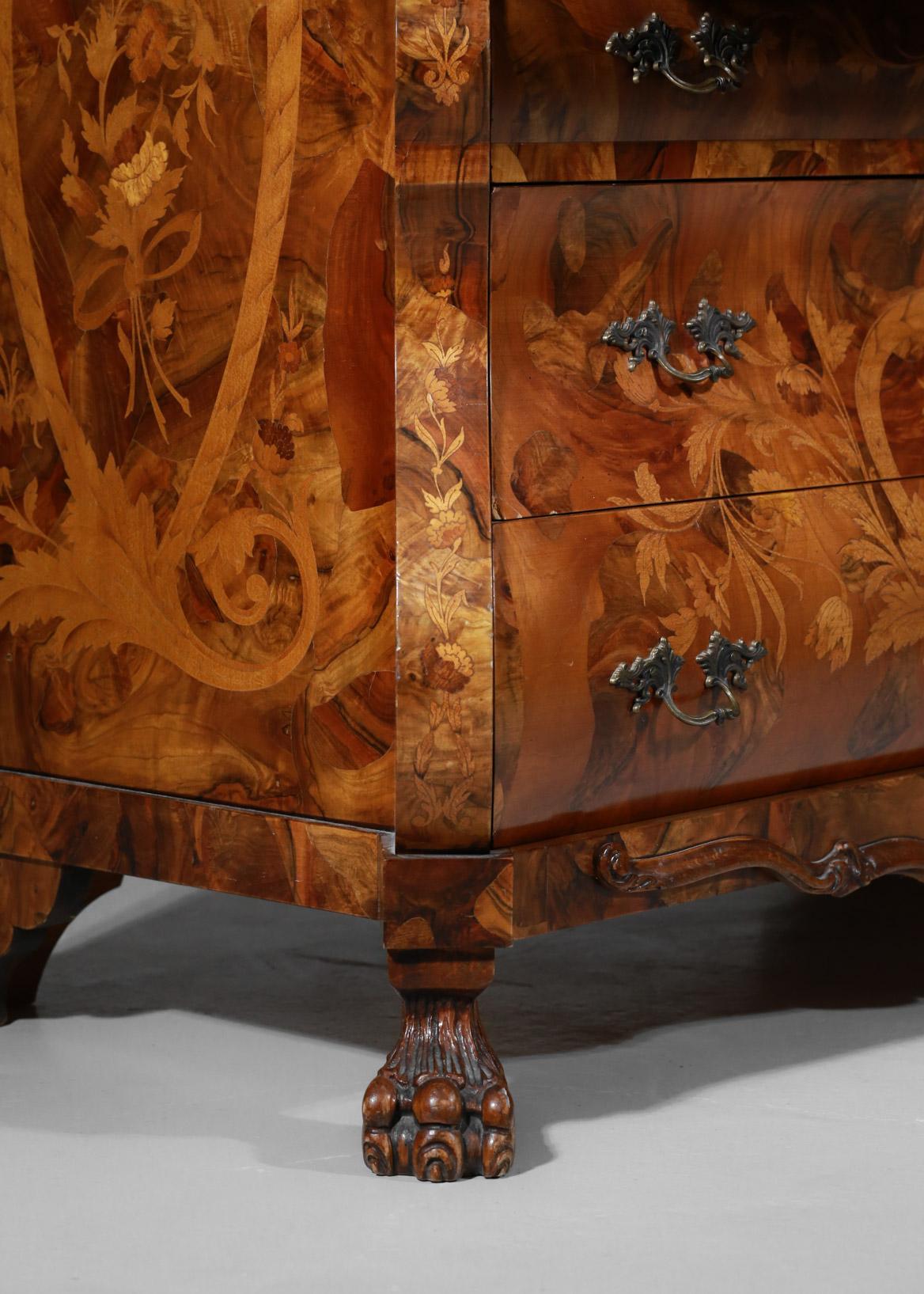 Chest of Drawers / Secretary in Dutch Style Marquetry Holland Design For Sale 9