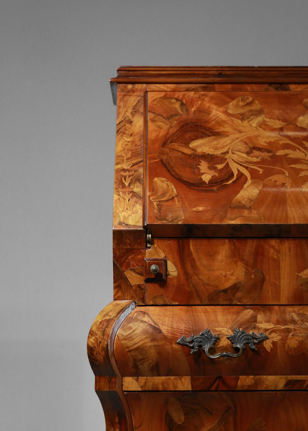 Chest of Drawers / Secretary in Dutch Style Marquetry Holland Design For Sale 3