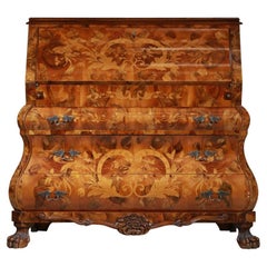Antique Chest of Drawers / Secretary in Dutch Style Marquetry Holland Design