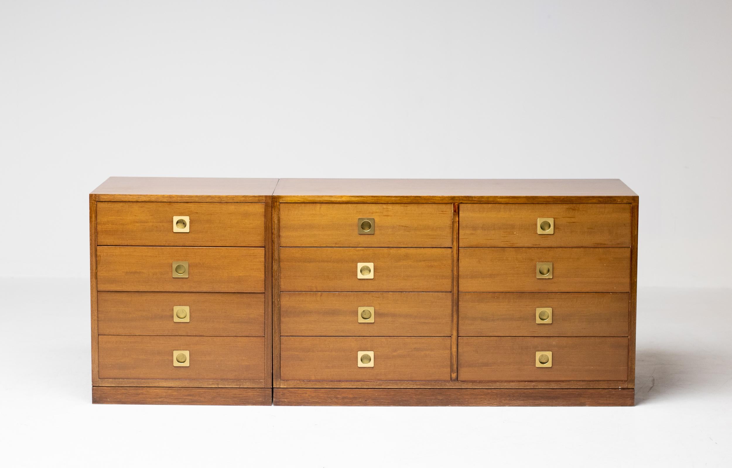Italian Chest of Drawers Set in Walnut For Sale