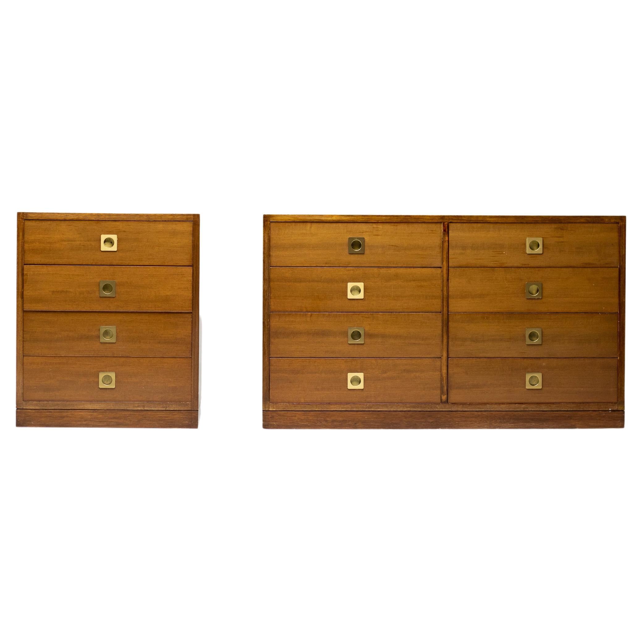 Chest of Drawers Set in Walnut For Sale