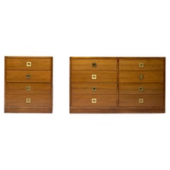 Retro Chest of Drawers Set in Walnut