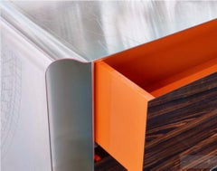 Chest of Drawers Stainless Steel Decorative Engraving Top & Side Ebony Macassar