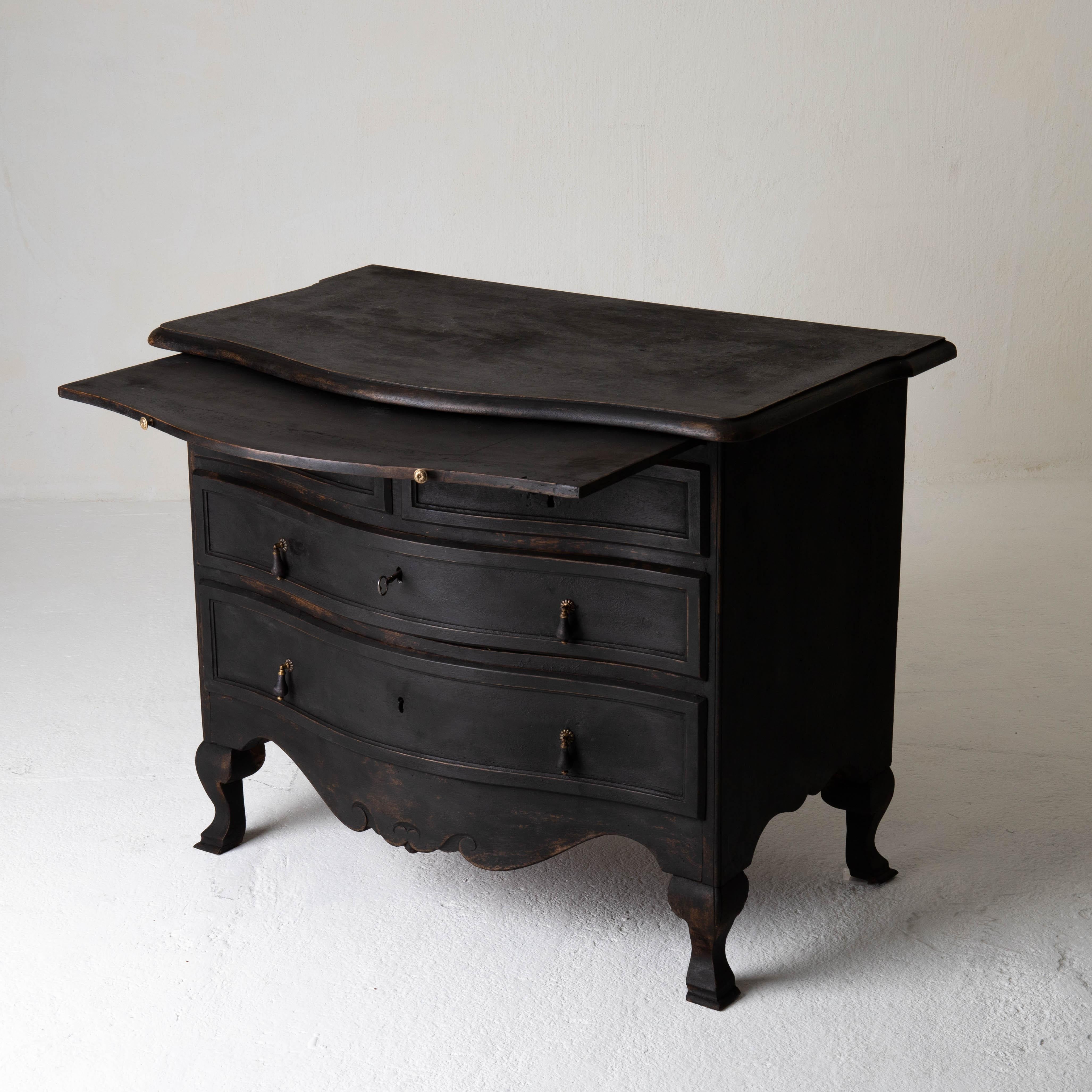 Baroque Chest of Drawers Swedish Black 18th Century Sweden