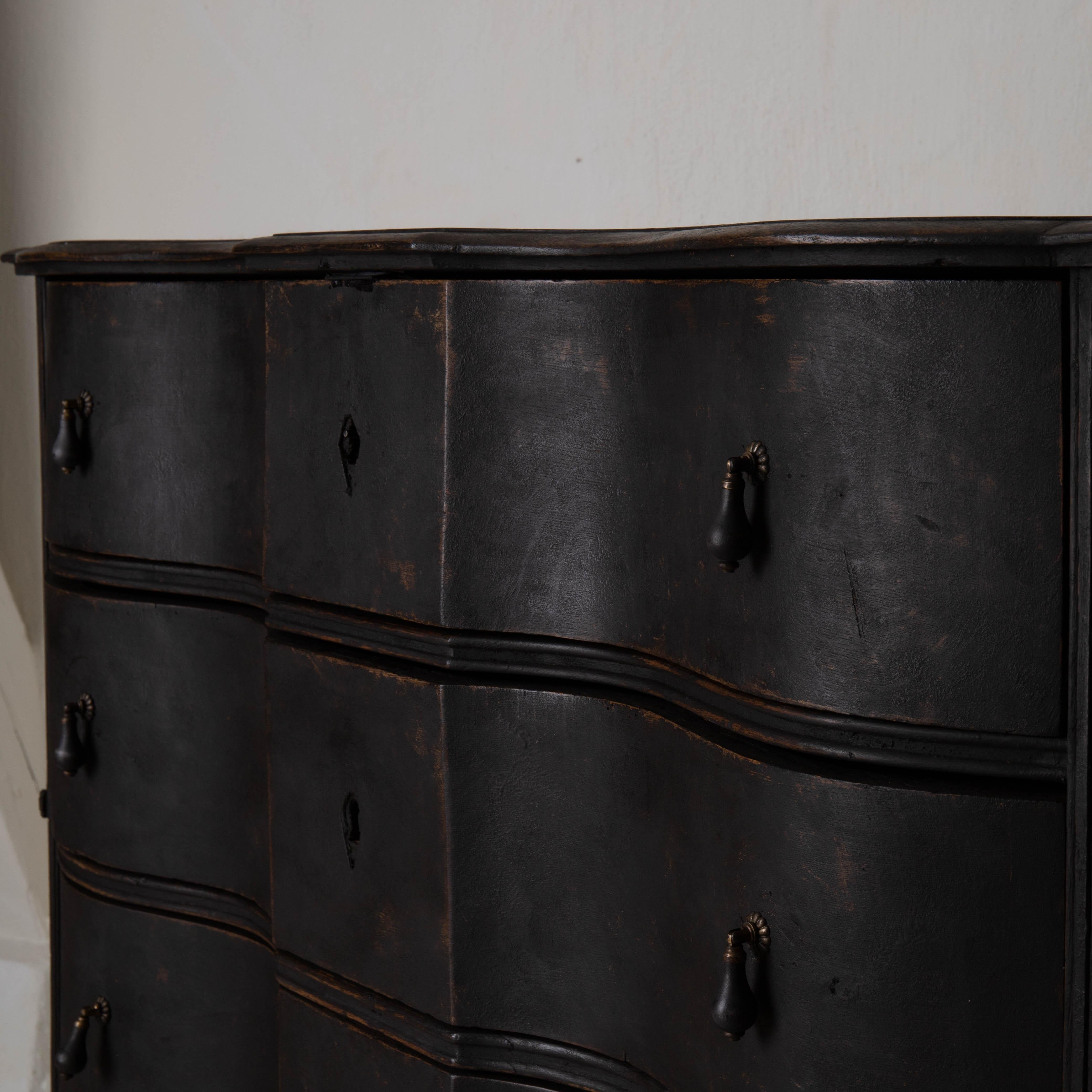 17th Century Chest of Drawers Swedish Black Baroque Period Sweden