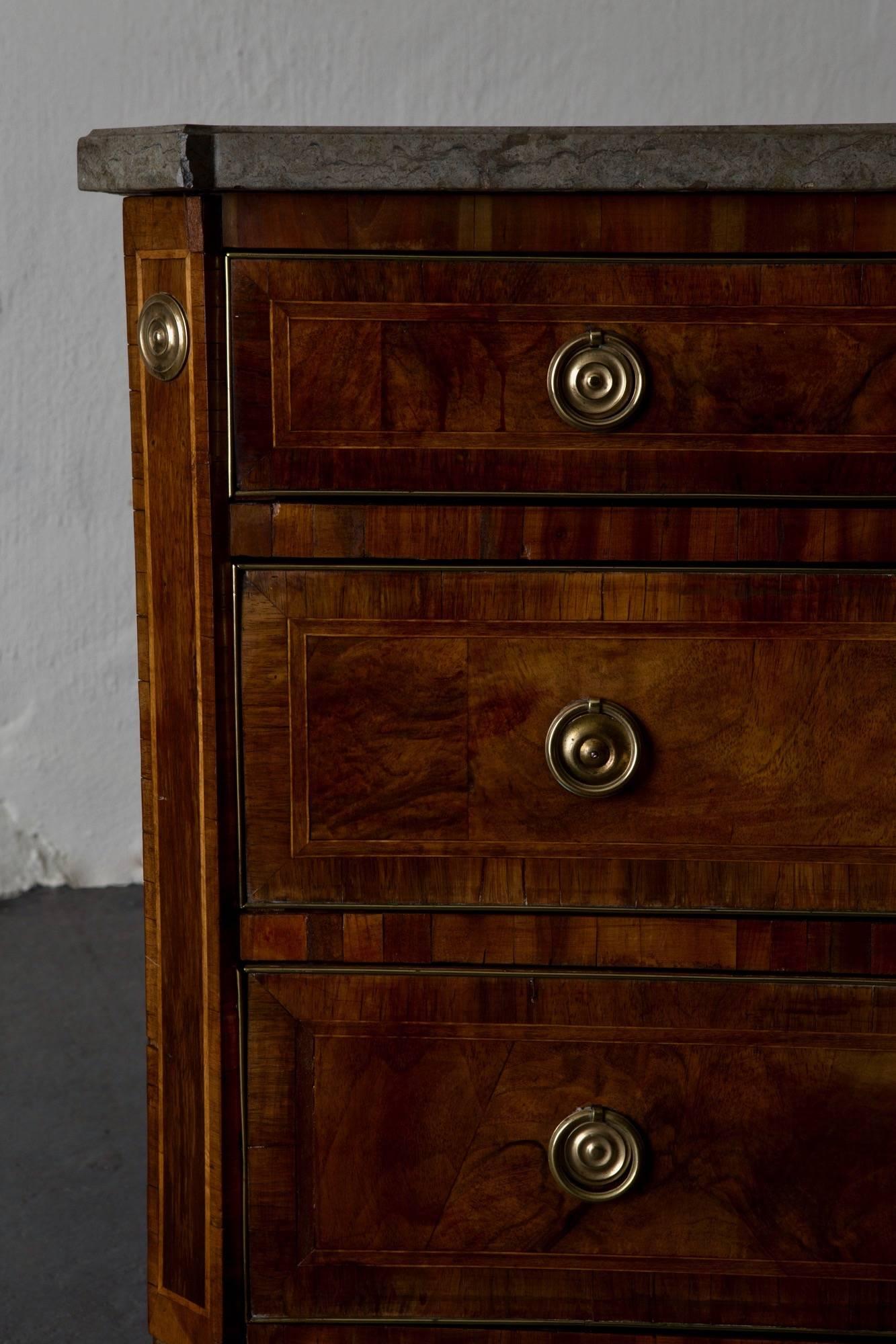 Chest of Drawers Swedish Gustavian Neoclassical, 19th Century Stone Top, Sweden 2