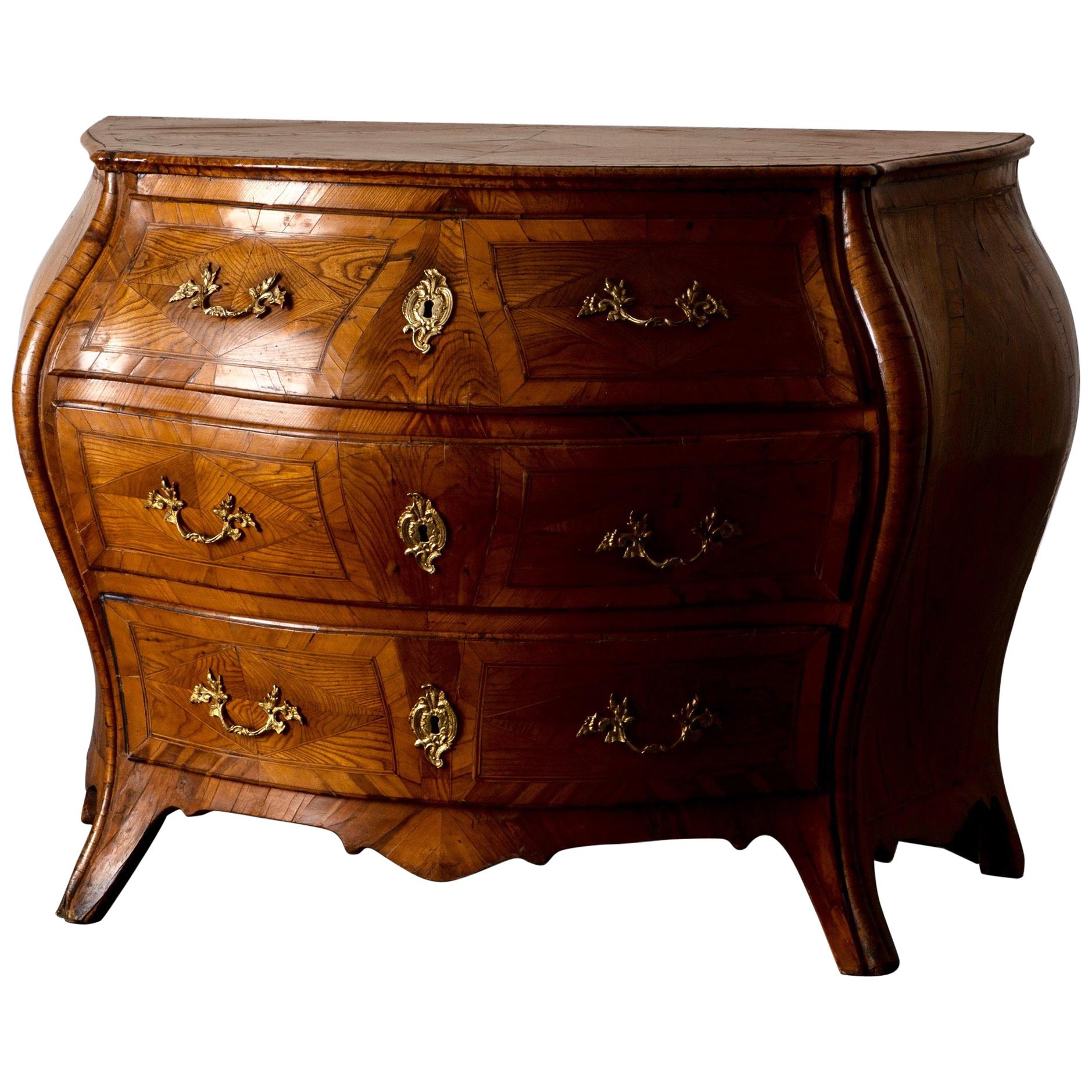 Chest of Drawers Swedish Rococo Light Wood, Sweden