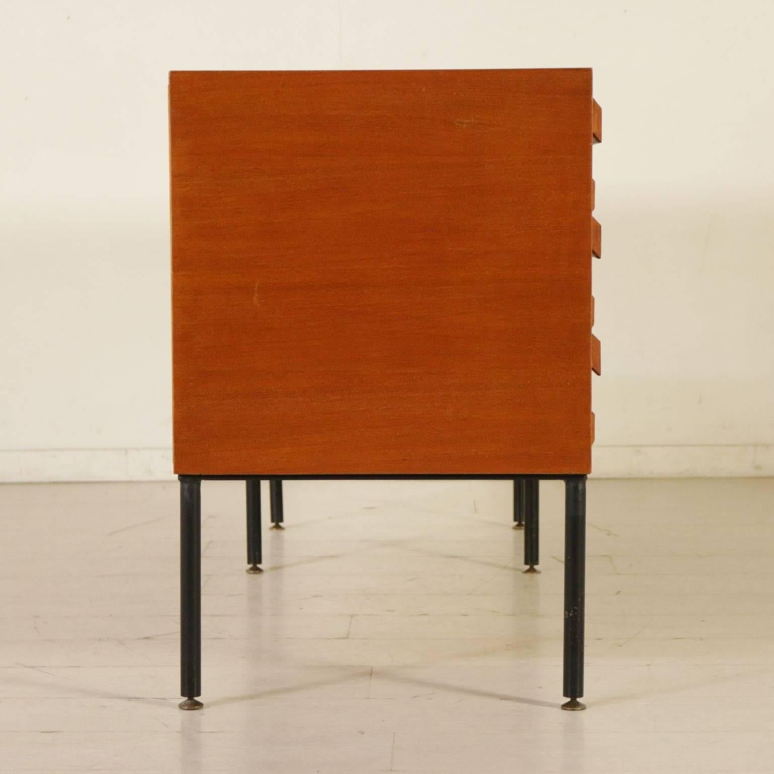 Chest of Drawers Teak Formica Metal Brass, Vintage Italy, 1960s 5