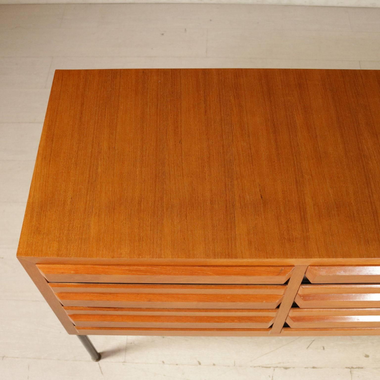 Chest of Drawers Teak Formica Metal Brass, Vintage Italy, 1960s 1