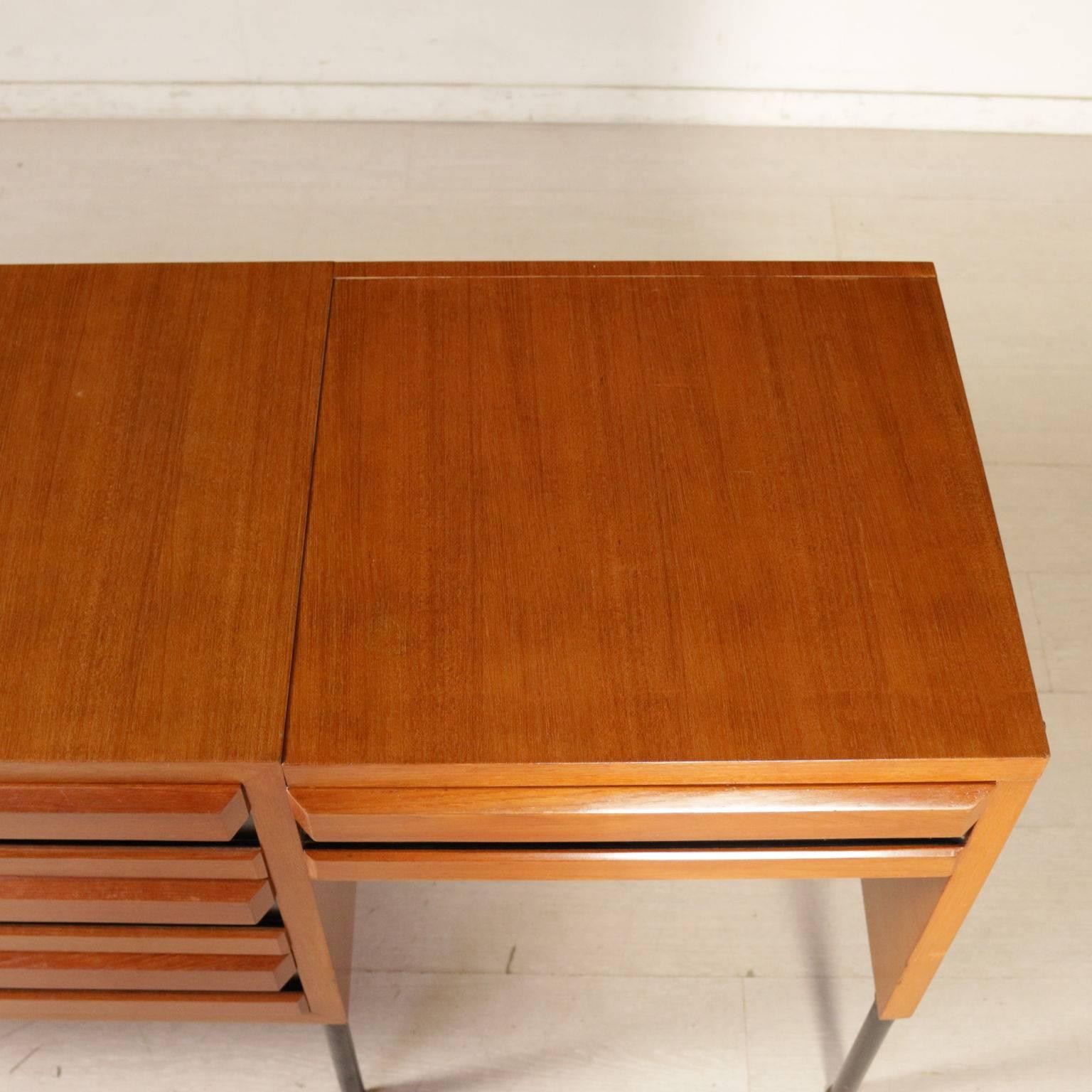 Chest of Drawers Teak Formica Metal Brass, Vintage Italy, 1960s 2