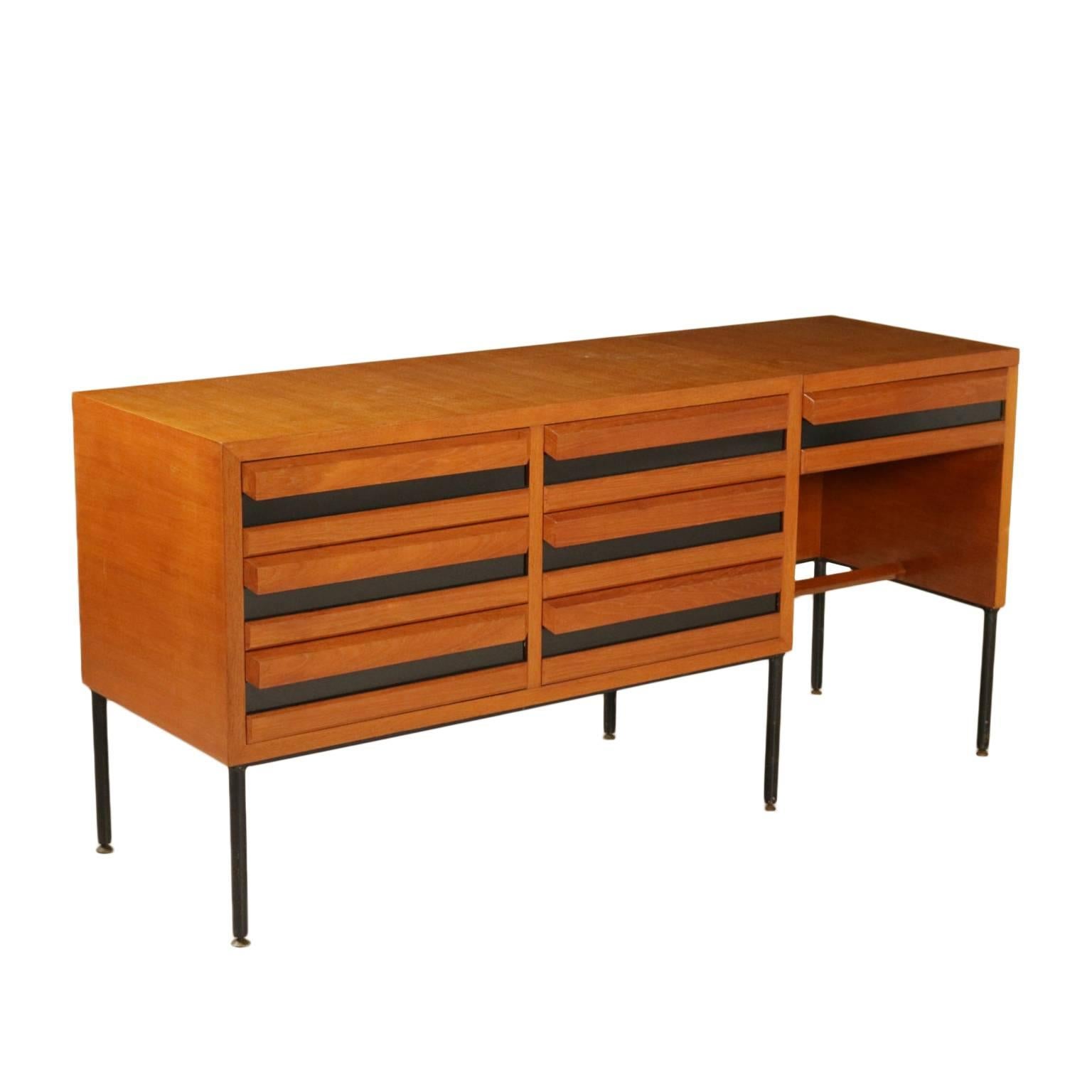 Chest of Drawers Teak Formica Metal Brass, Vintage Italy, 1960s