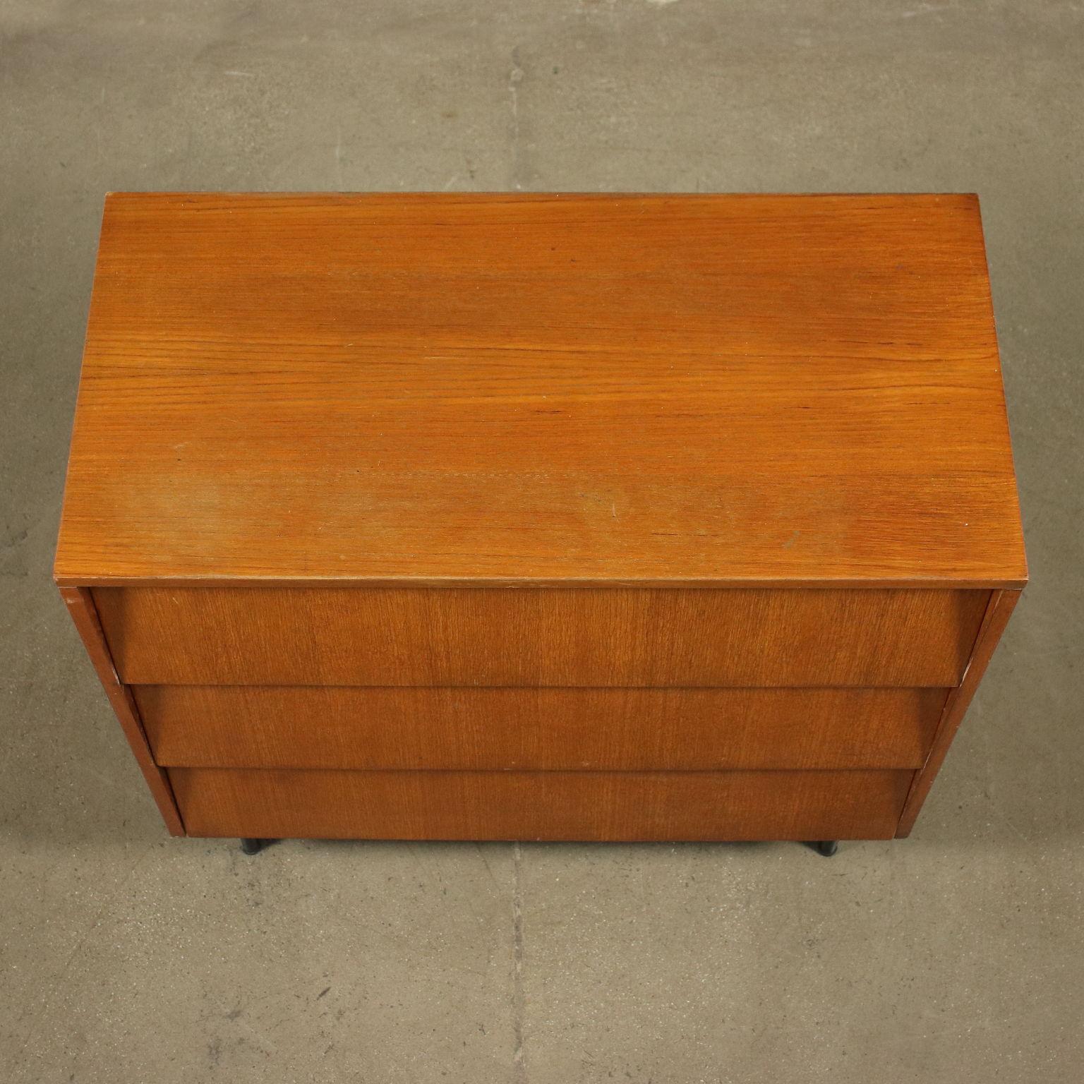 Chest of Drawers Teak Veneer Metal, Italy, 1960s 7