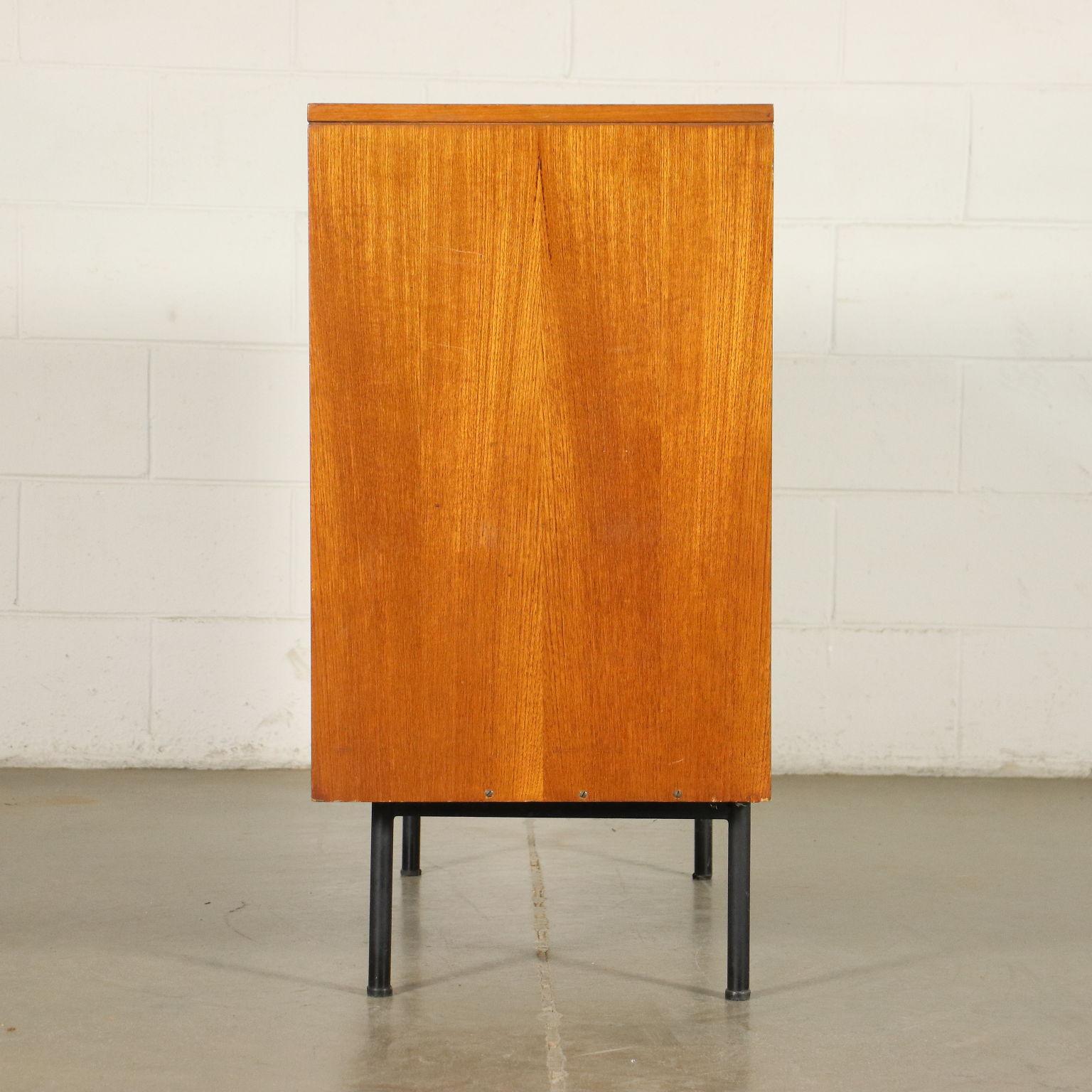 Chest of Drawers Teak Veneer Metal, Italy, 1960s 8