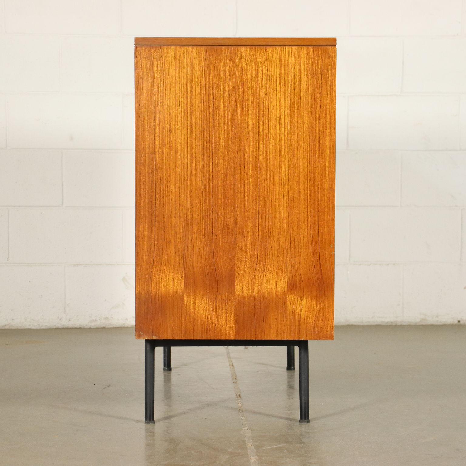 Chest of Drawers Teak Veneer Metal, Italy, 1960s 10