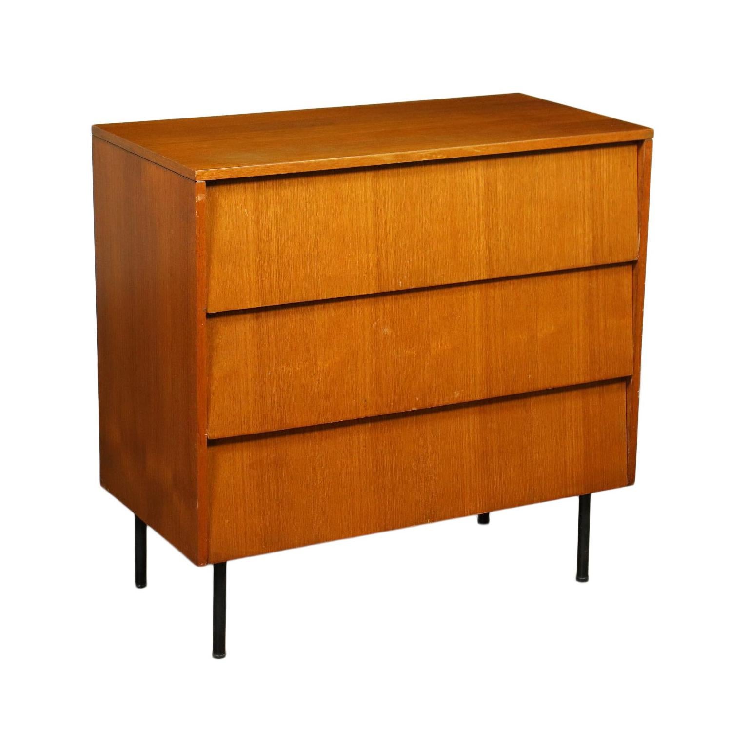 Chest of Drawers Teak Veneer Metal, Italy, 1960s