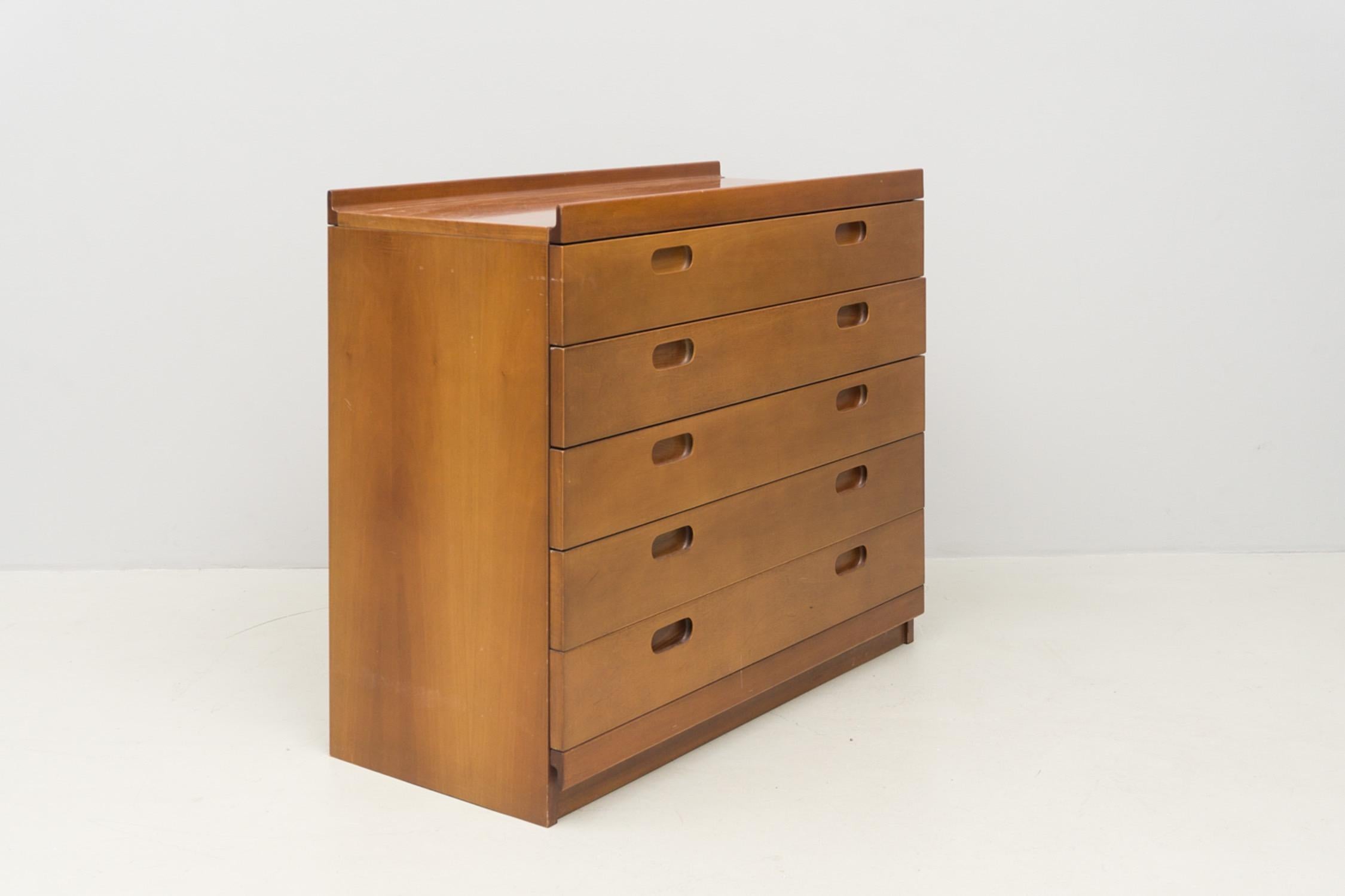 Modern Chest of Drawers, Walnut, by Tito Agnoli, 1968 For Sale