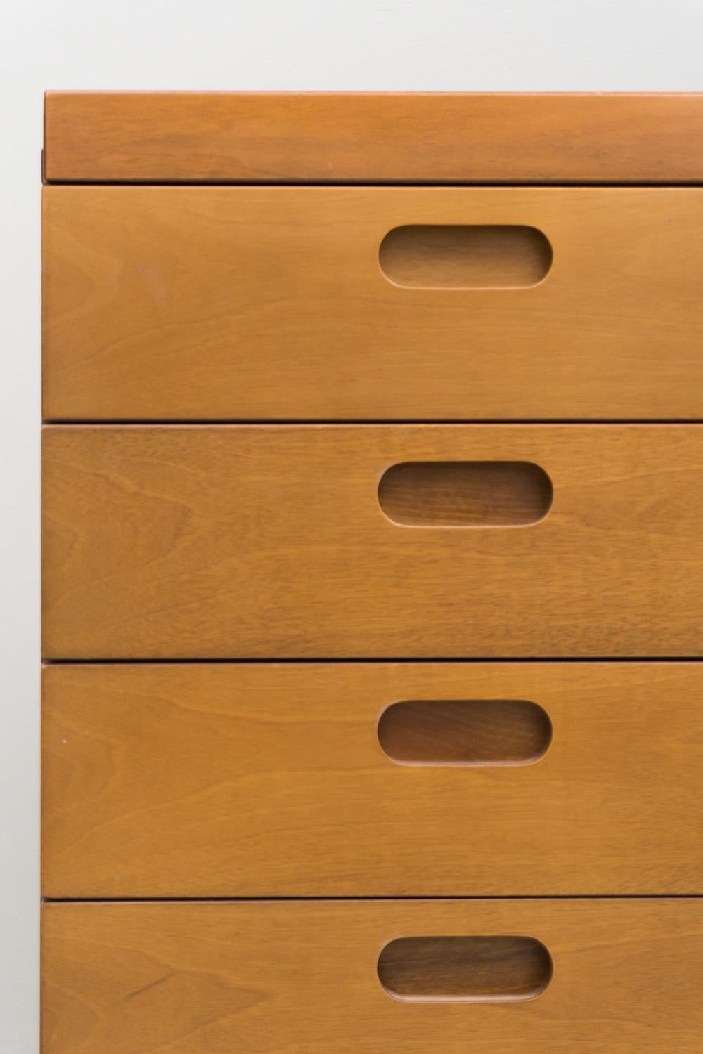 Laminated Chest of Drawers, Walnut, by Tito Agnoli, 1968 For Sale