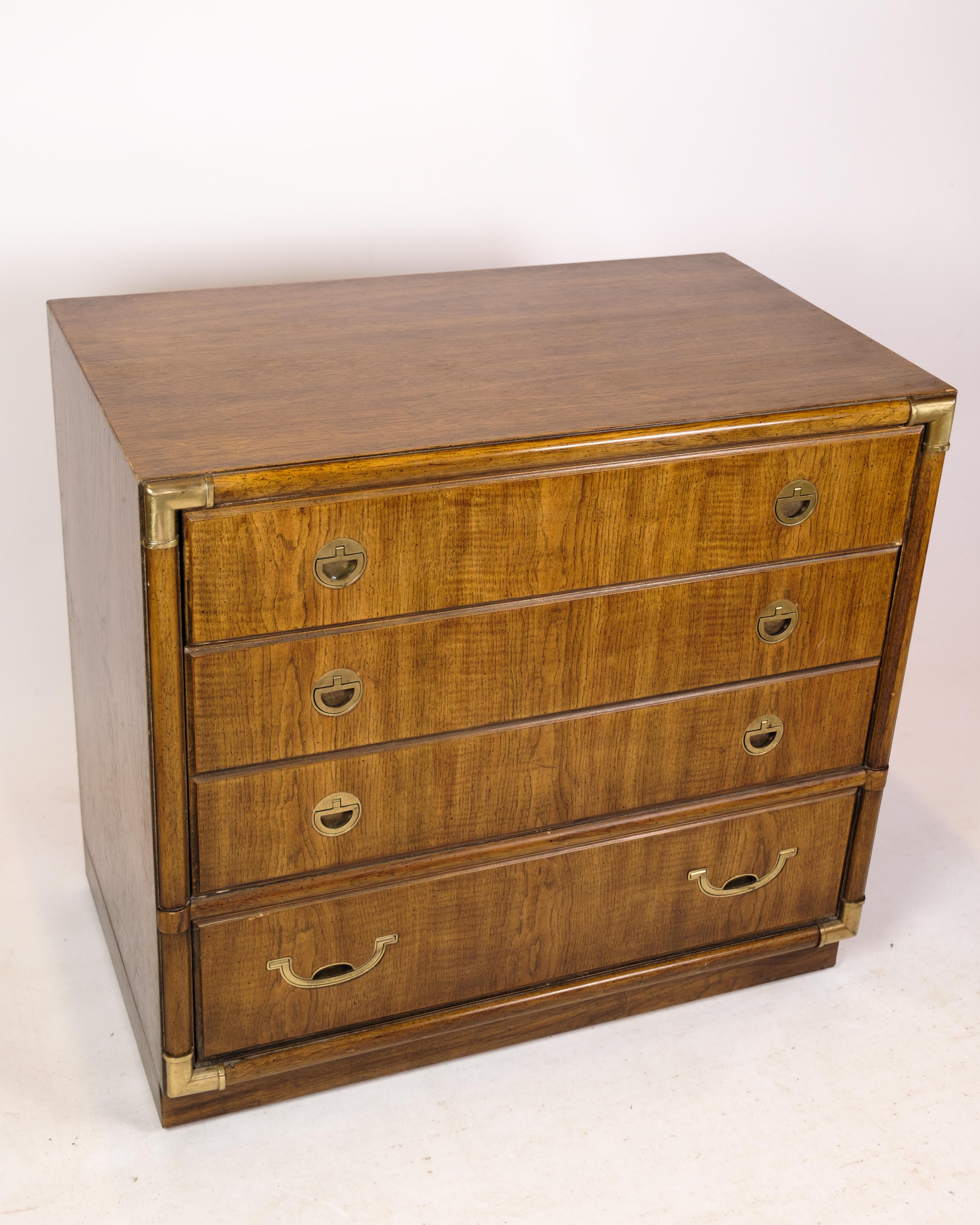 Mahogany Chest of drawers with 4 drawers and brass fittings from the 1920s For Sale