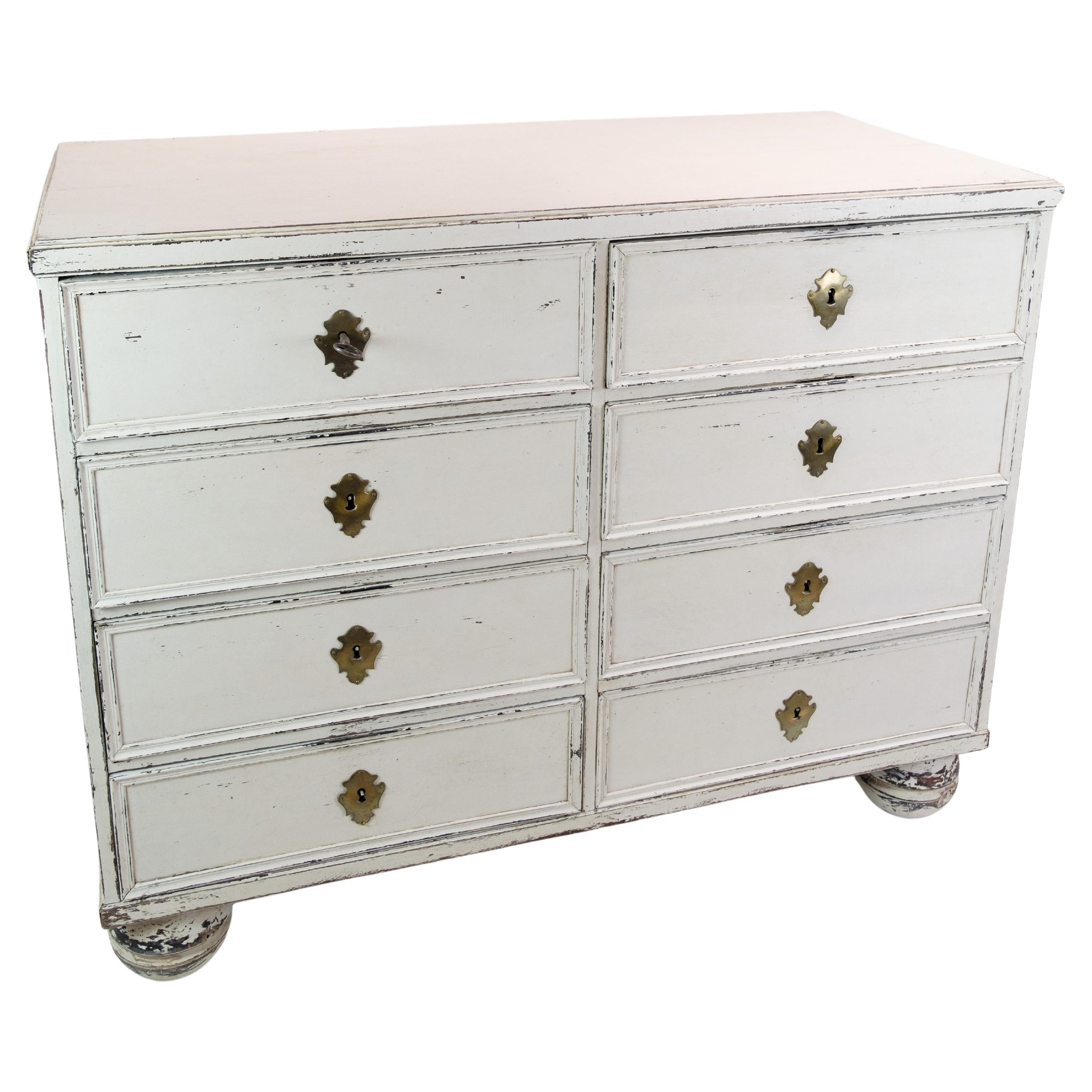 Chest of drawers With 8 Drawers Inspired By The Gustavian style From 1780s For Sale