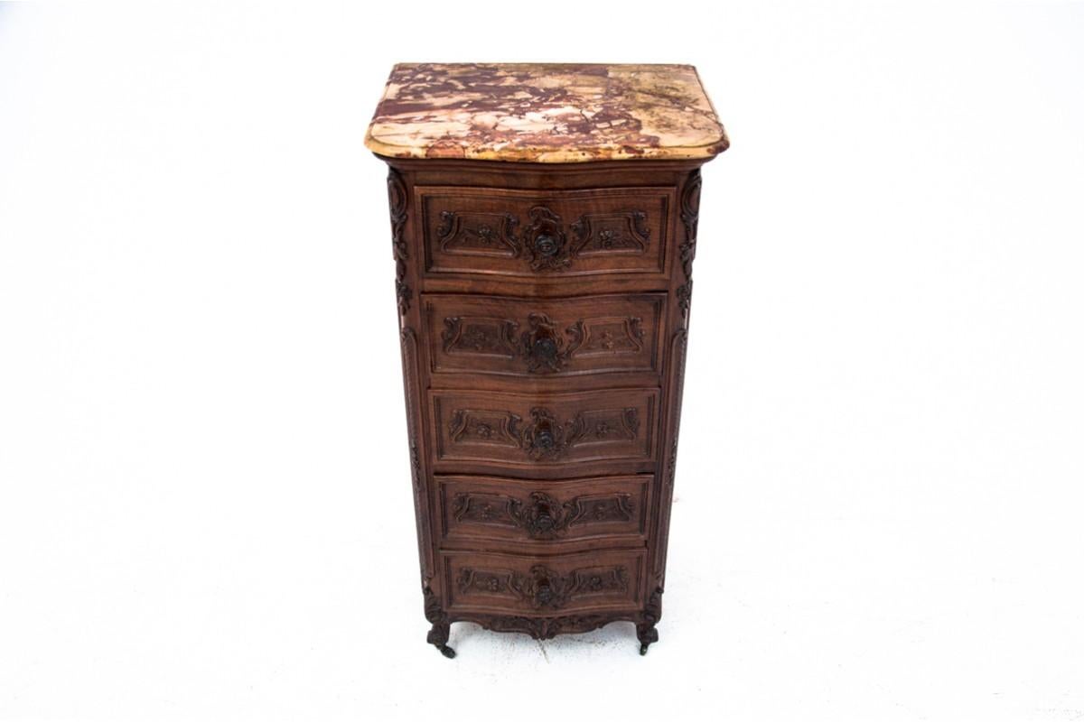 Chest of Drawers with a Stone Top, Tallboy, France, circa 1910 3