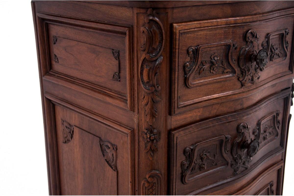 Louis Philippe Chest of Drawers with a Stone Top, Tallboy, France, circa 1910