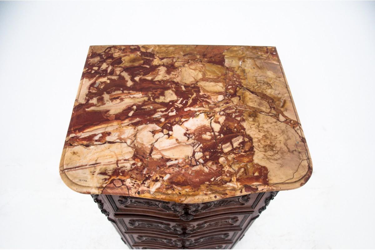 French Chest of Drawers with a Stone Top, Tallboy, France, circa 1910