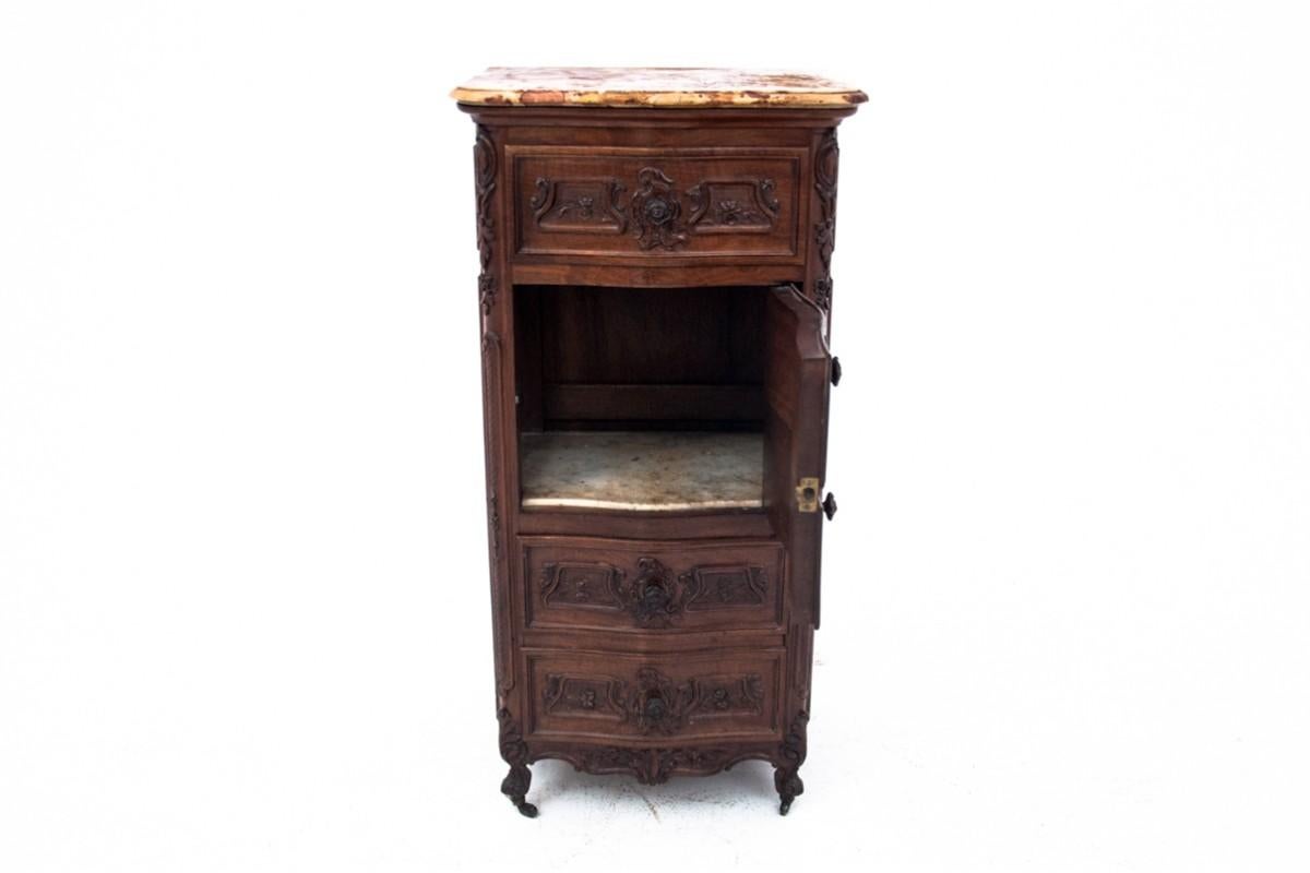 Early 20th Century Chest of Drawers with a Stone Top, Tallboy, France, circa 1910