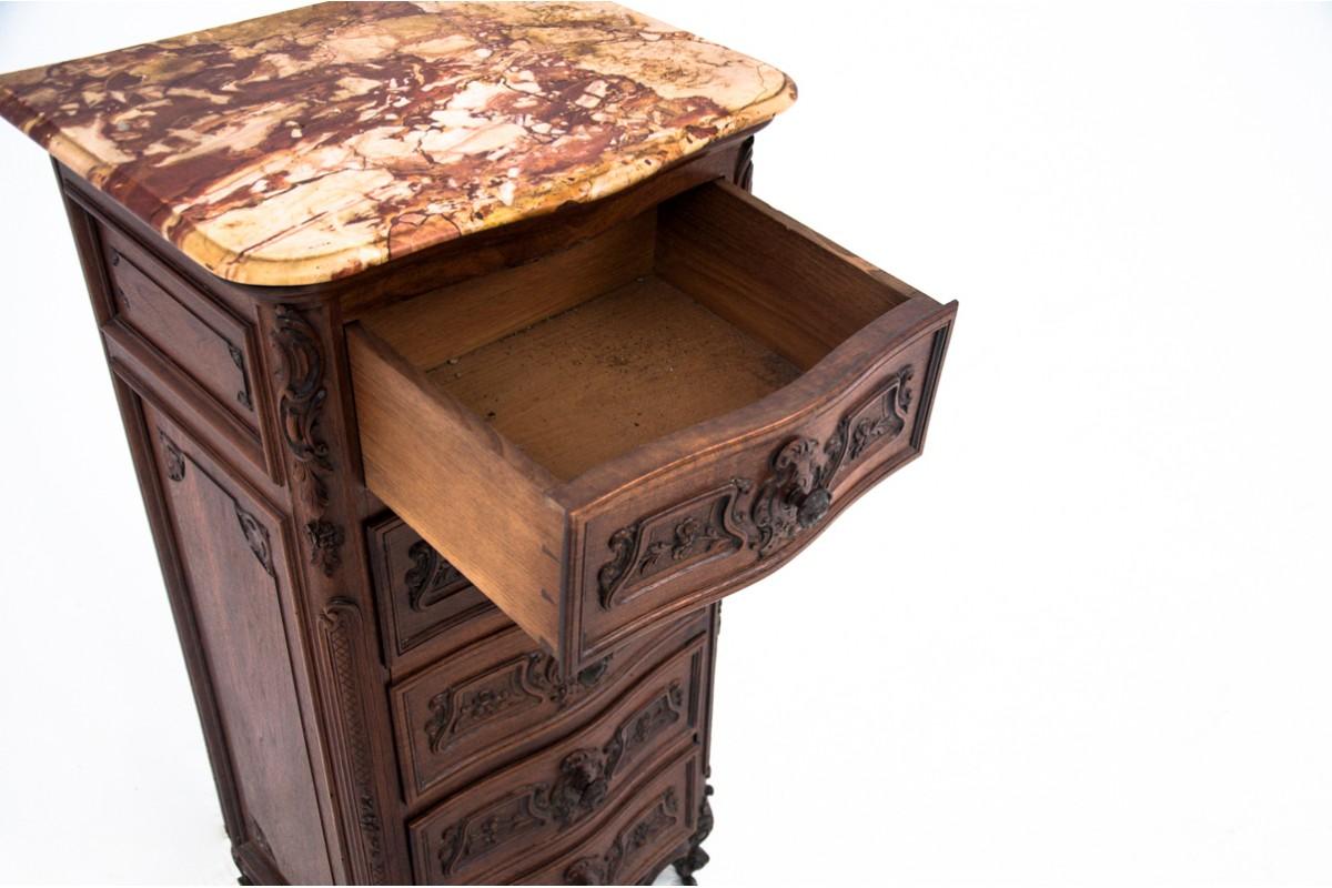Marble Chest of Drawers with a Stone Top, Tallboy, France, circa 1910