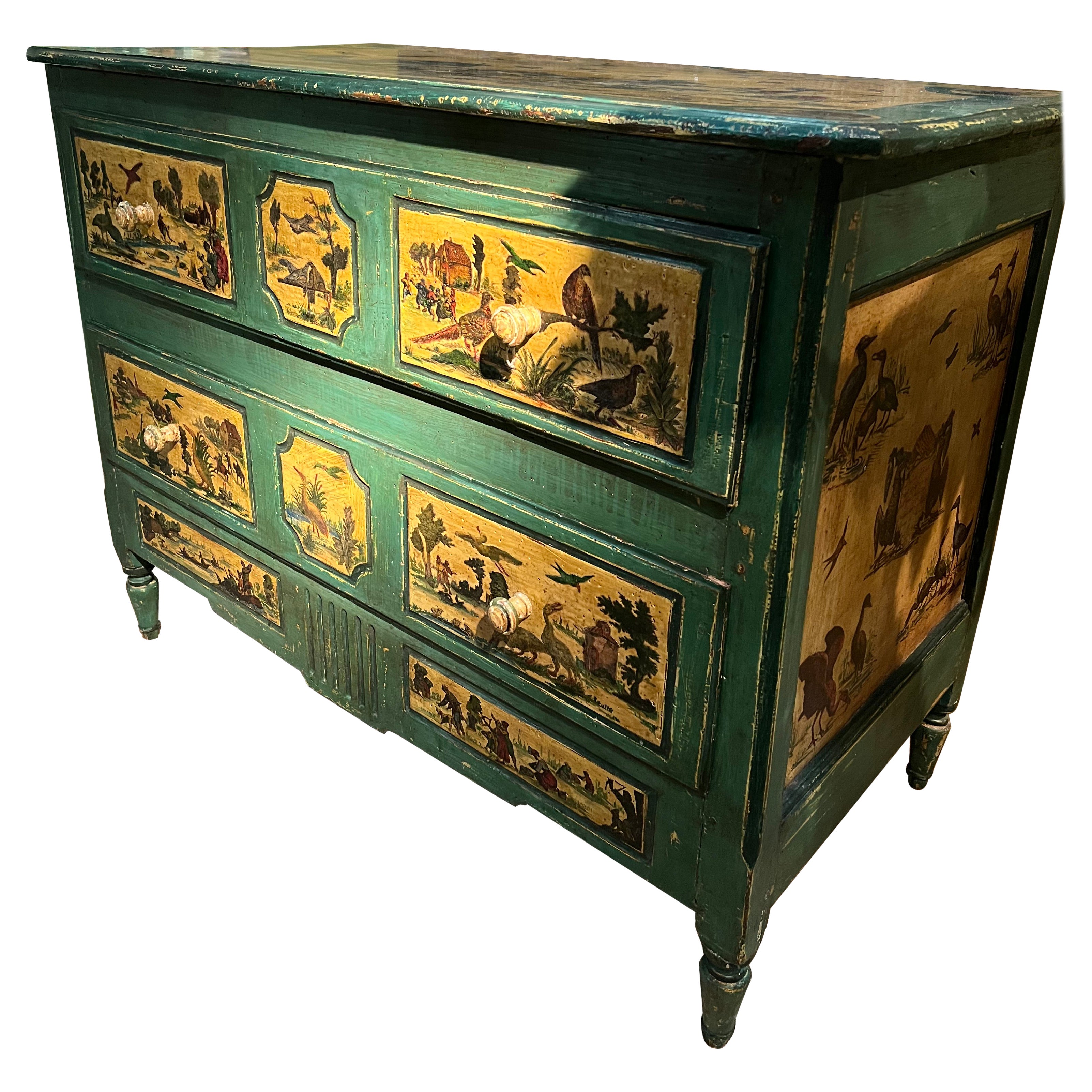 Kommode mit sehr kunstvoll verziertem Arte Povera-Dekor