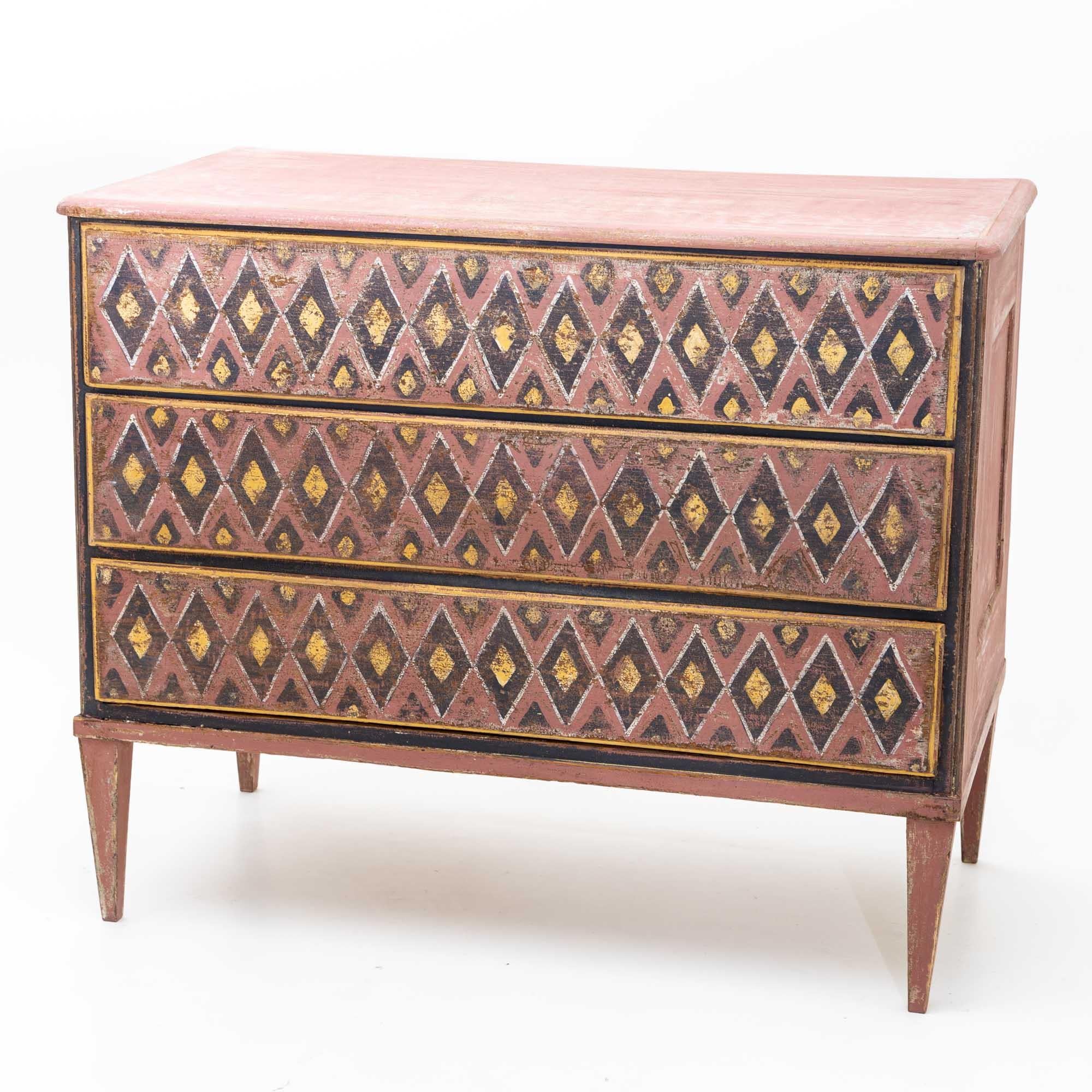 Chest of Drawers with Harlequin Pattern, 19th Century 1