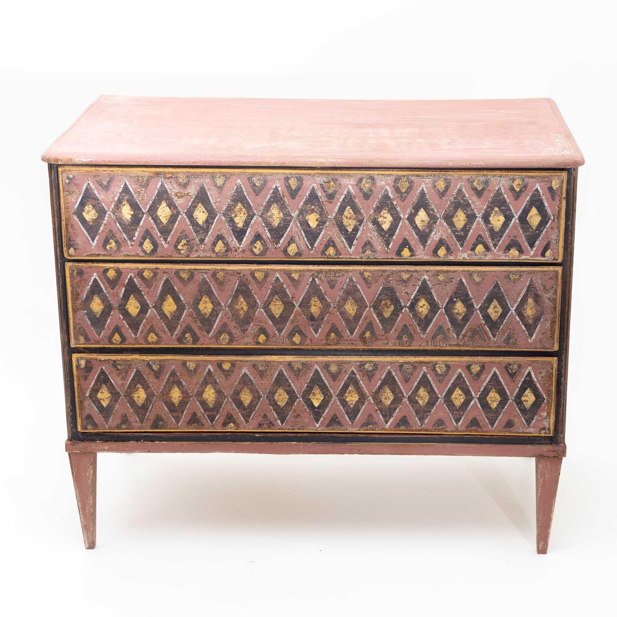Chest of Drawers with Harlequin Pattern, 19th Century 2