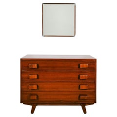 Mid-Century Modern Chest of Drawers with Matching Mirror - Italy, 1950