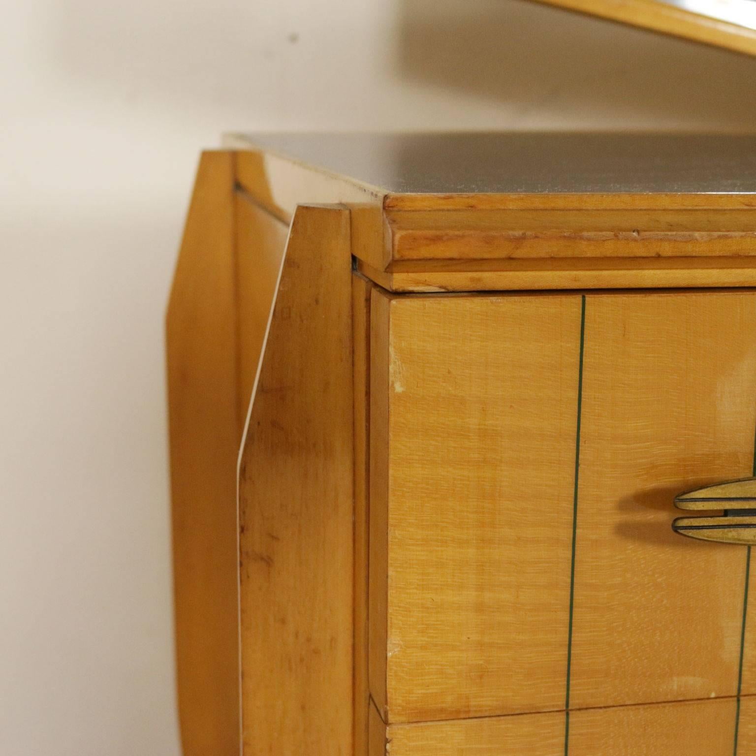 Chest of Drawers with Mirror Maple Beech Vintage, Italy, 1950s-1960s 1