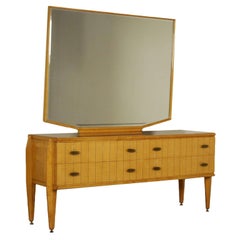 Chest of Drawers with Mirror Maple Beech Vintage, Italy, 1950s-1960s