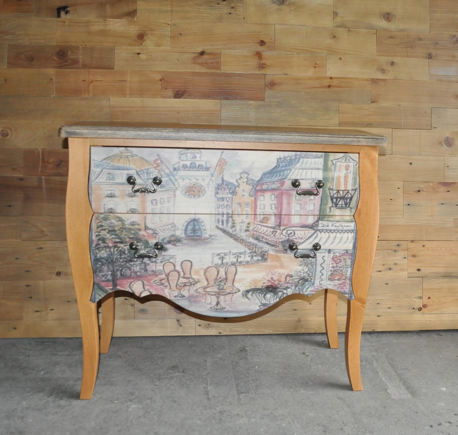 Contemporary Chest of Drawers with Paris Photo For Sale