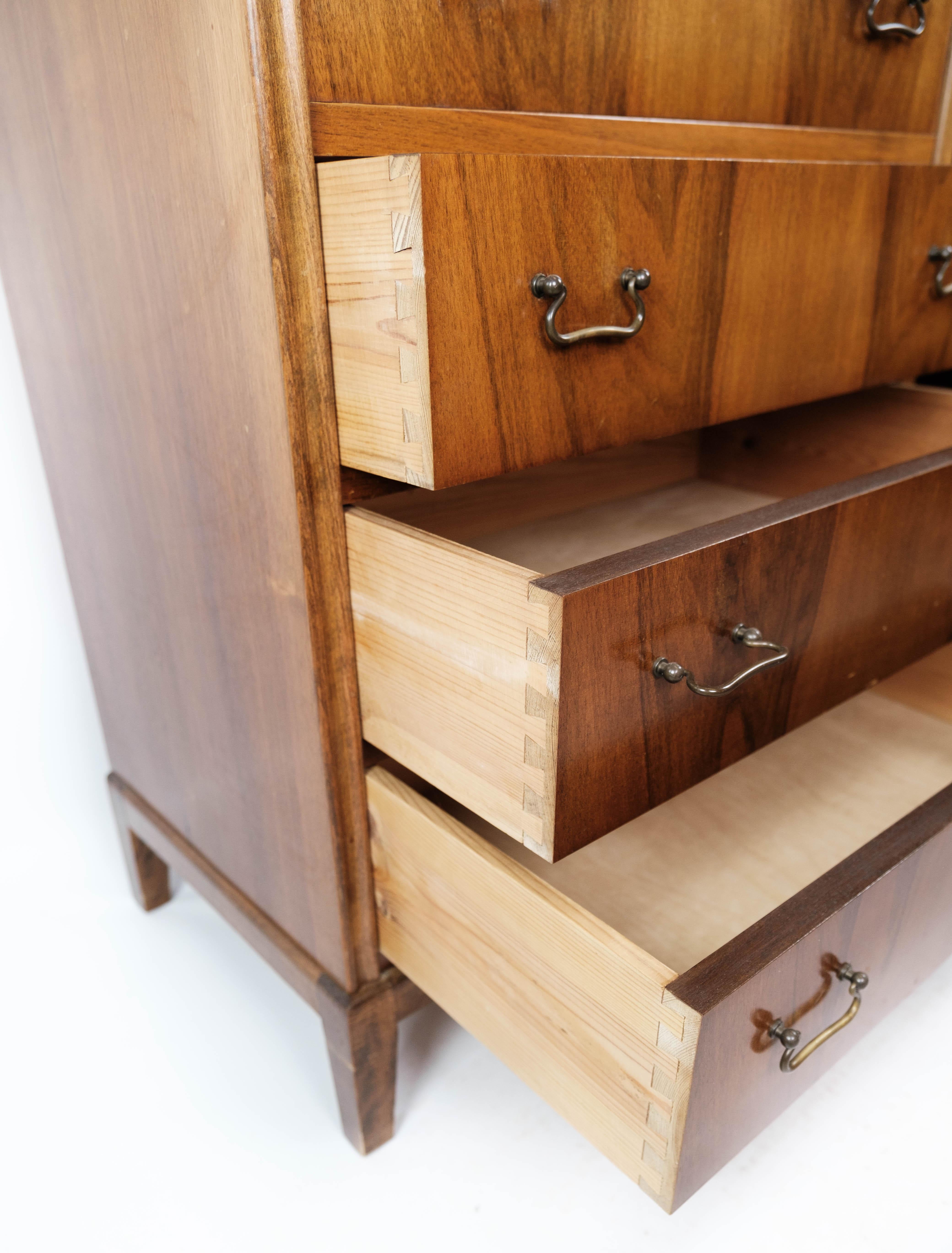 Chest of Drawers with Six Drawers of Walnut, Designed by Frits Henningsen, 1960s 6