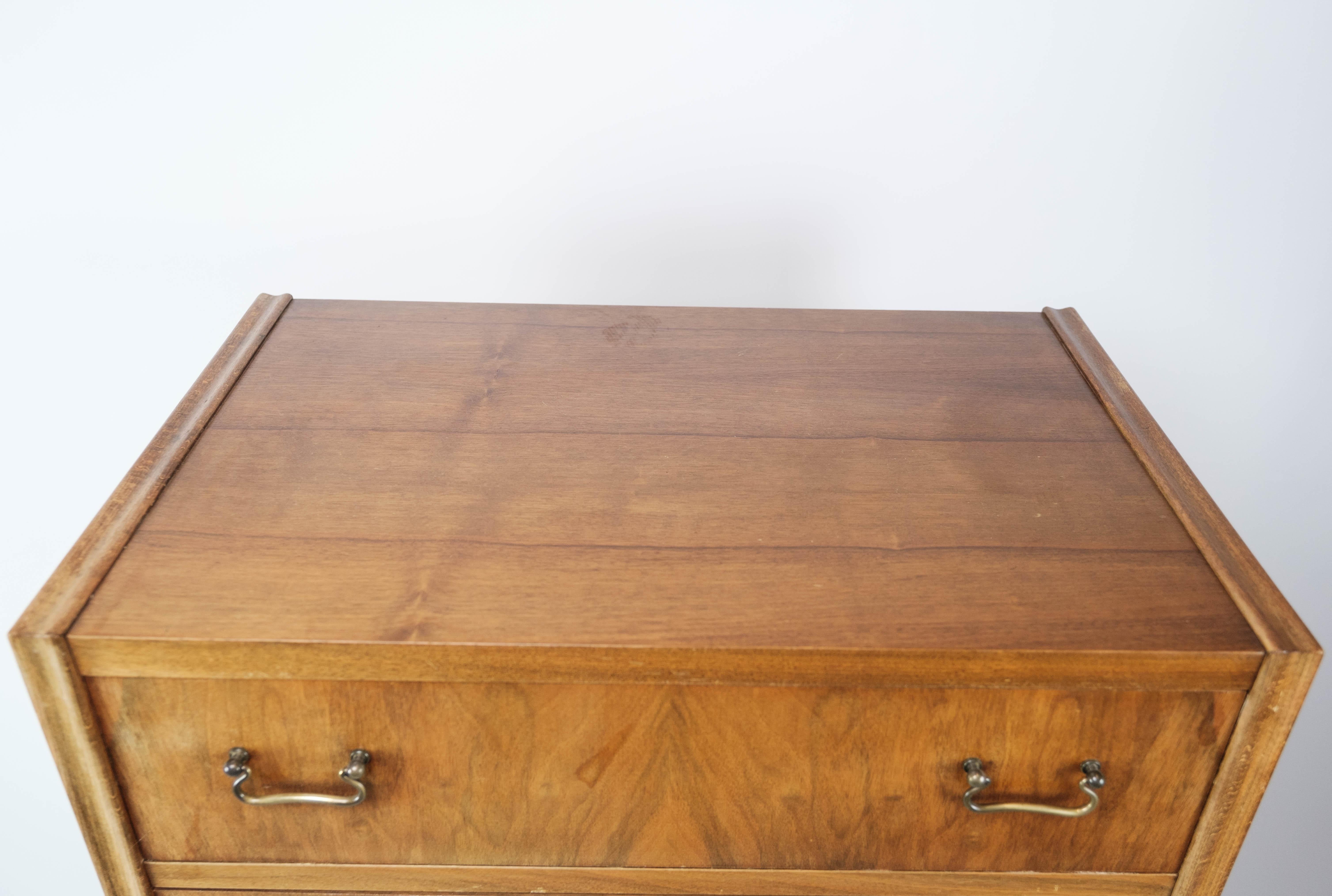 Danish Chest of Drawers with Six Drawers of Walnut, Designed by Frits Henningsen, 1960s