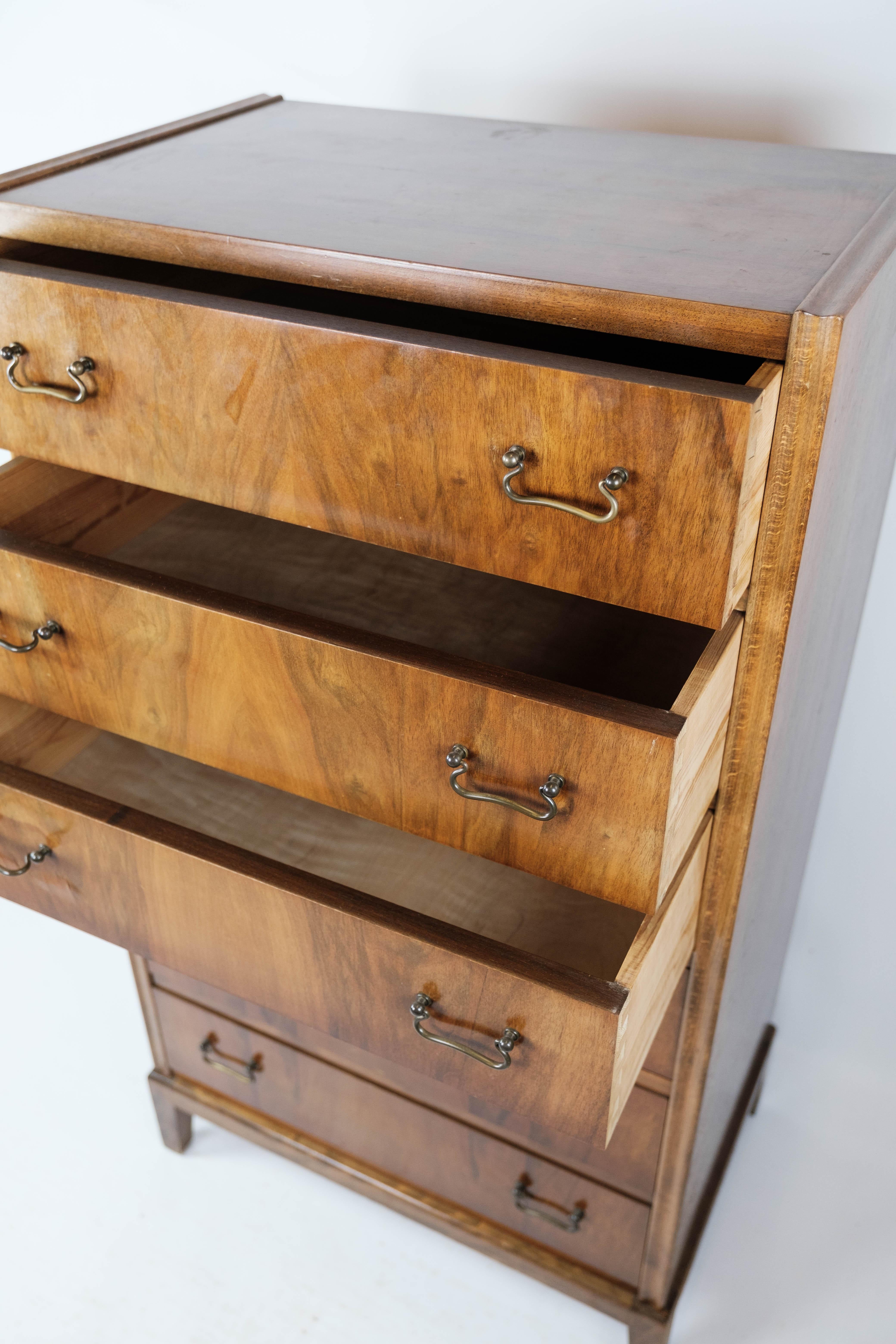 Chest of Drawers with Six Drawers of Walnut, Designed by Frits Henningsen, 1960s 1