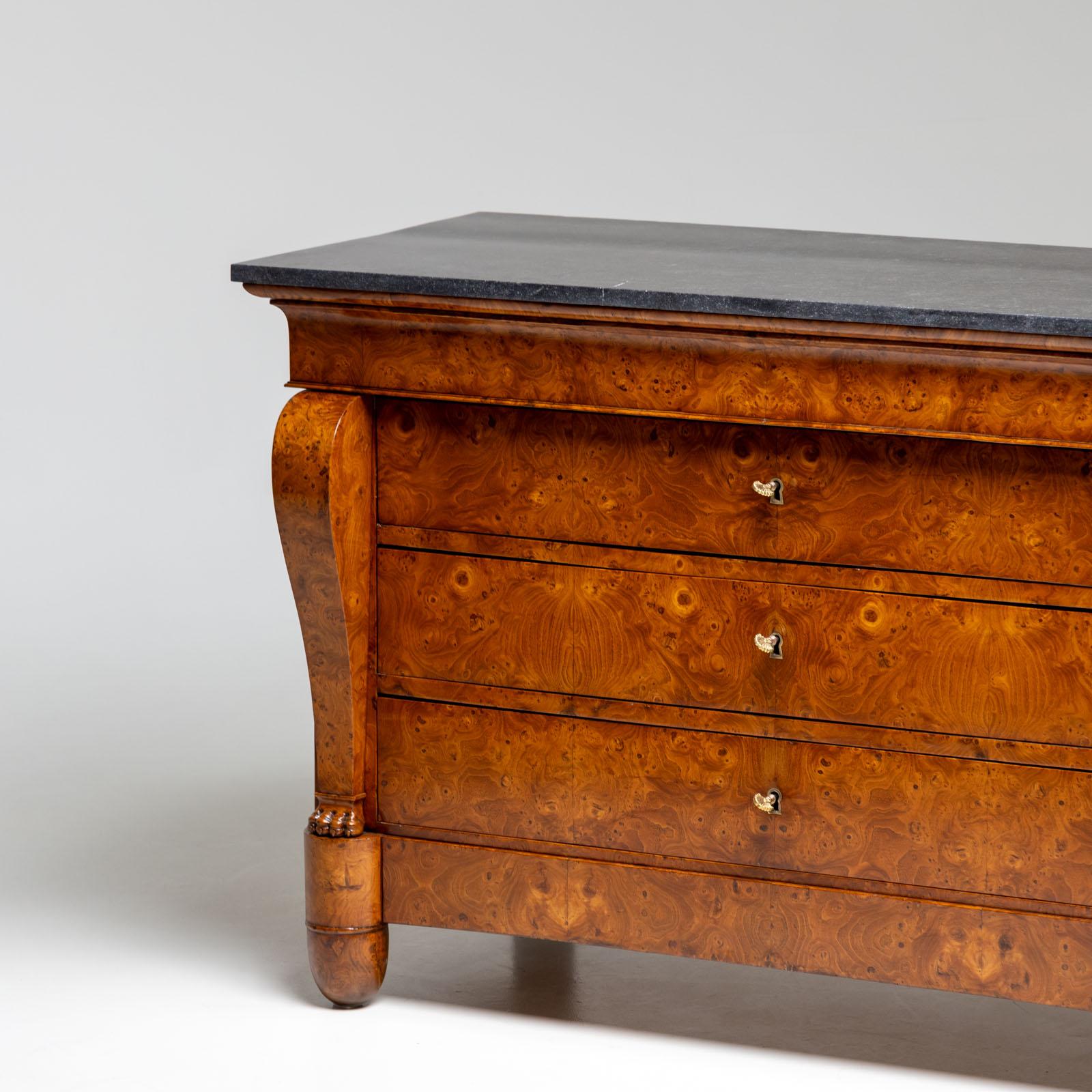 French Chest of drawers with stone top, France, 1st half of the 19th century